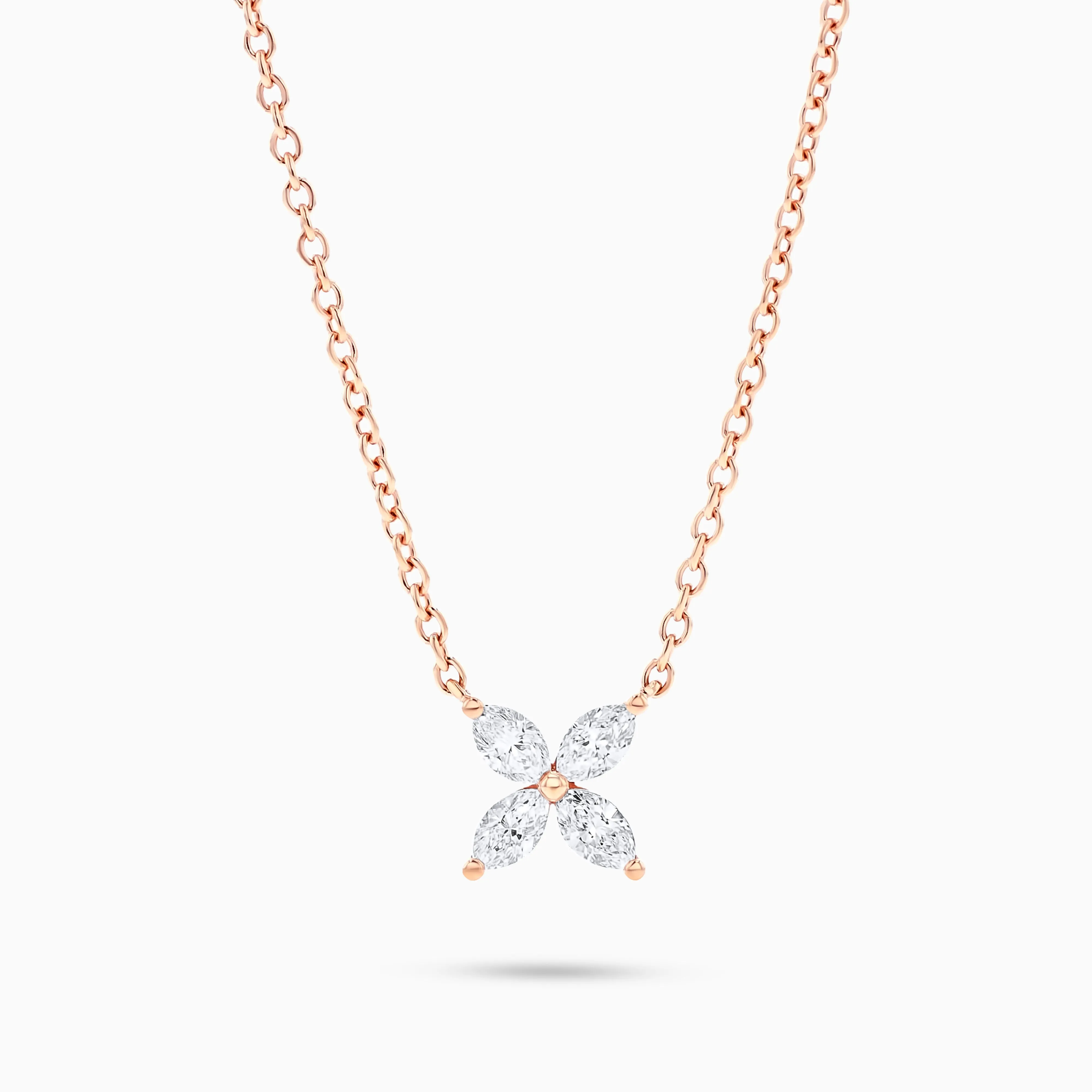 Flora Lily Necklace, 18K Rose Gold and Diamonds (0.54ct.tw.)