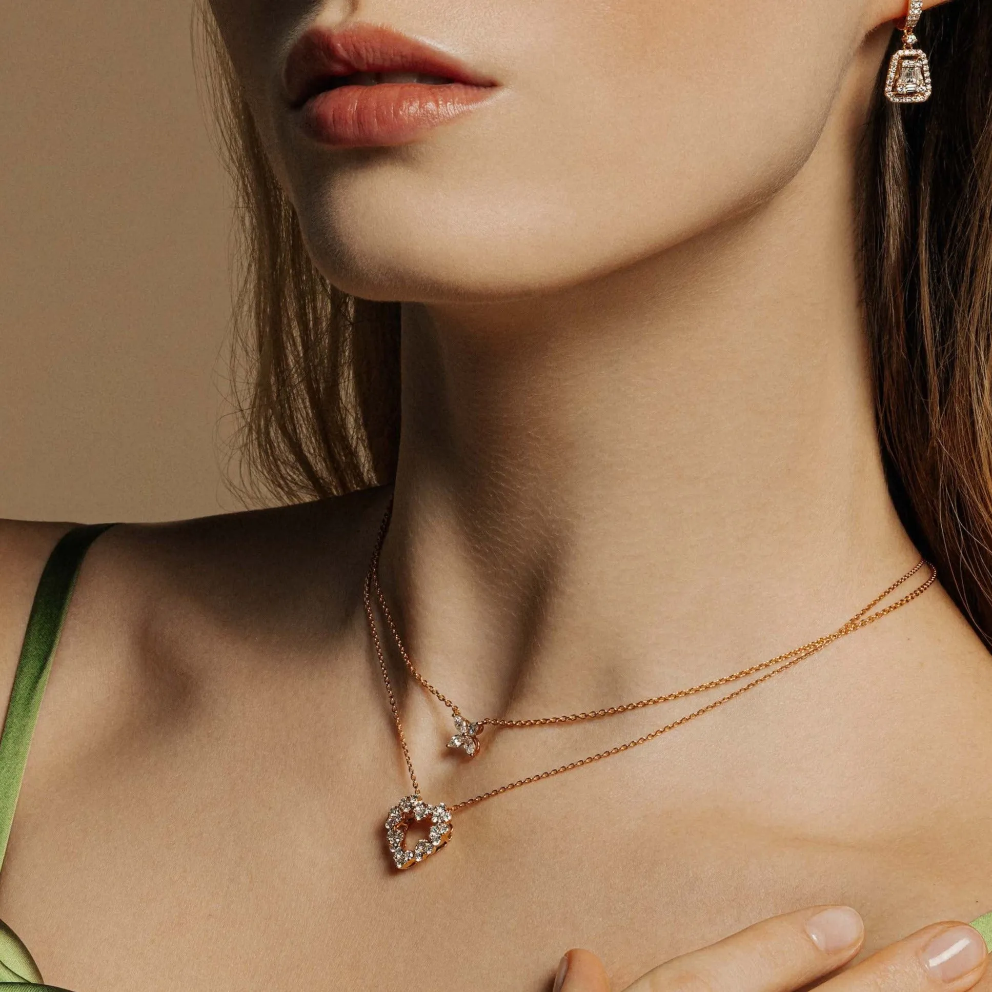 Flora Lily Necklace, 18K Rose Gold and Diamonds (0.54ct.tw.)