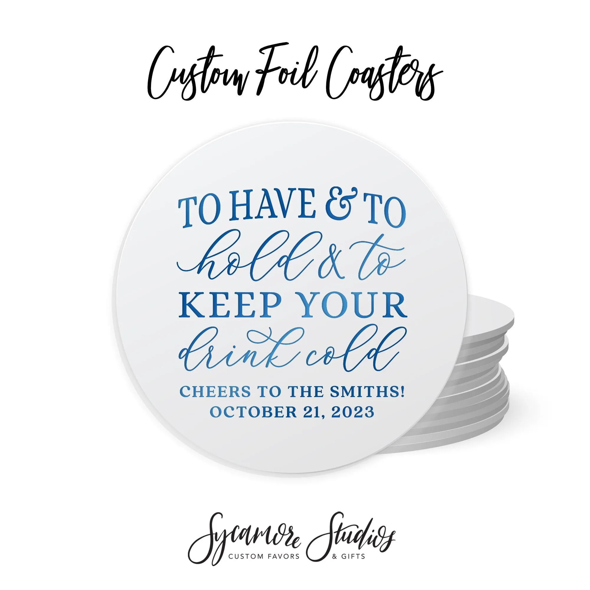 Foiled Wedding Coaster #22 - Mr and Mrs