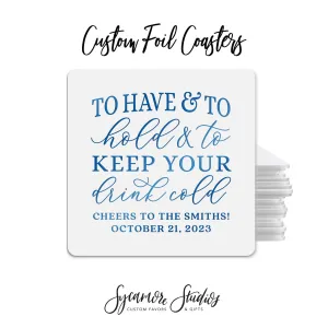 Foiled Wedding Coaster #22 - Mr and Mrs