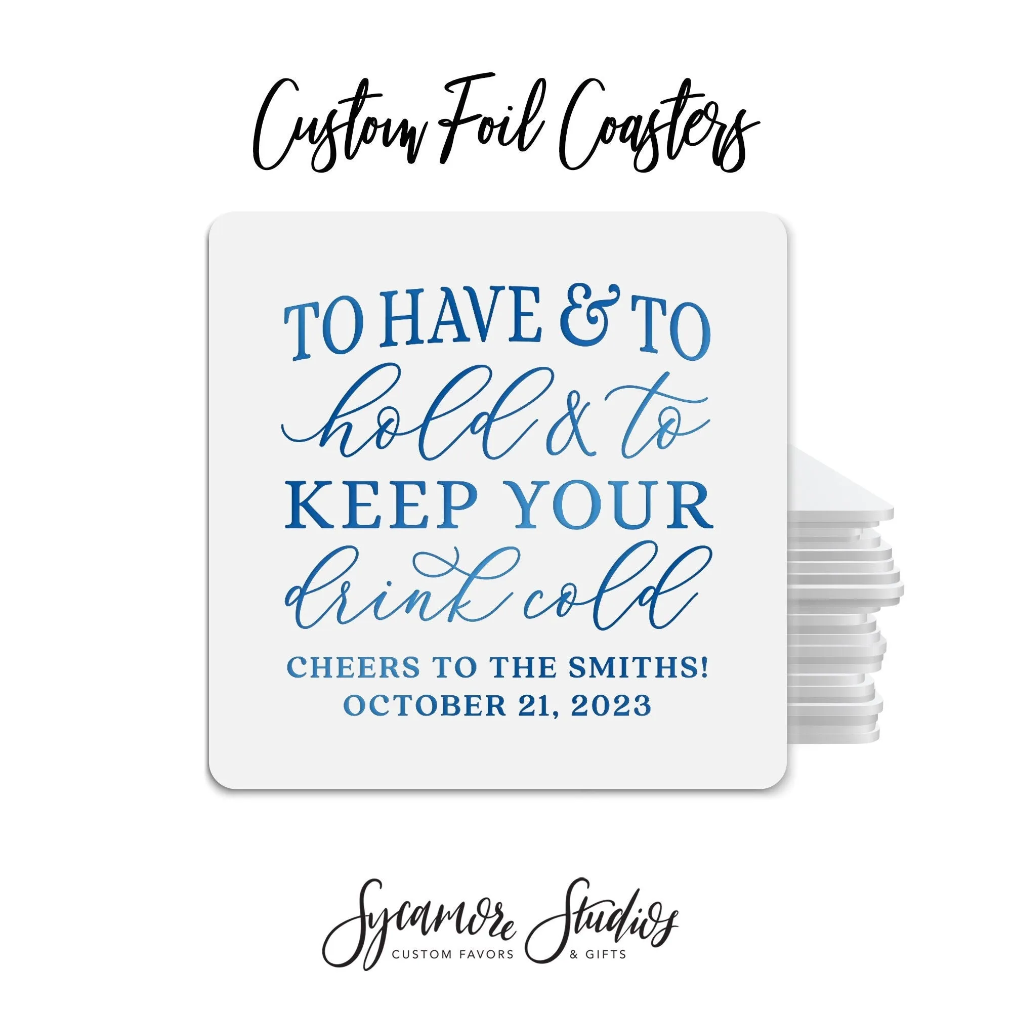 Foiled Wedding Coaster #22 - Mr and Mrs