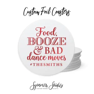 Foiled Wedding Coaster #39 - Food and Booze and Bad Dance Moves