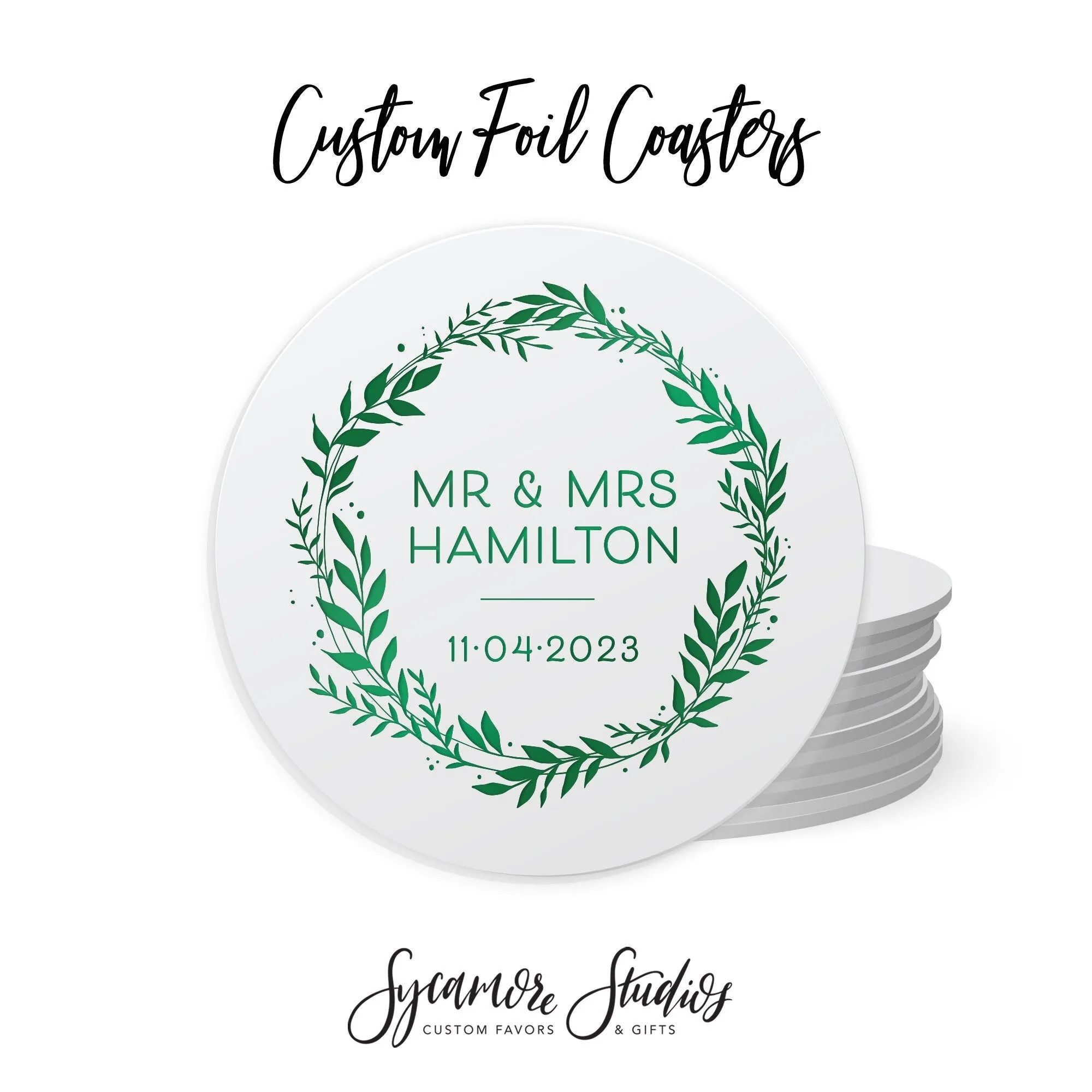 Foiled Wedding Coaster #59 - Wreath