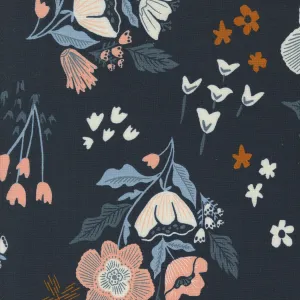 Folk Lore Garden Tales Large Floral in Dark Blue by Fancy that Design House