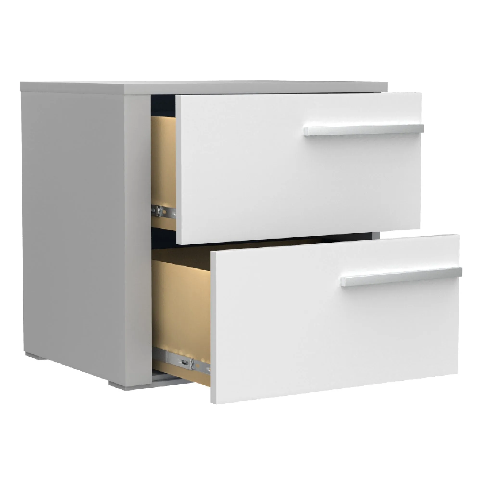 Gabriella left 2 drawer night table storage home decor, light grey & white
