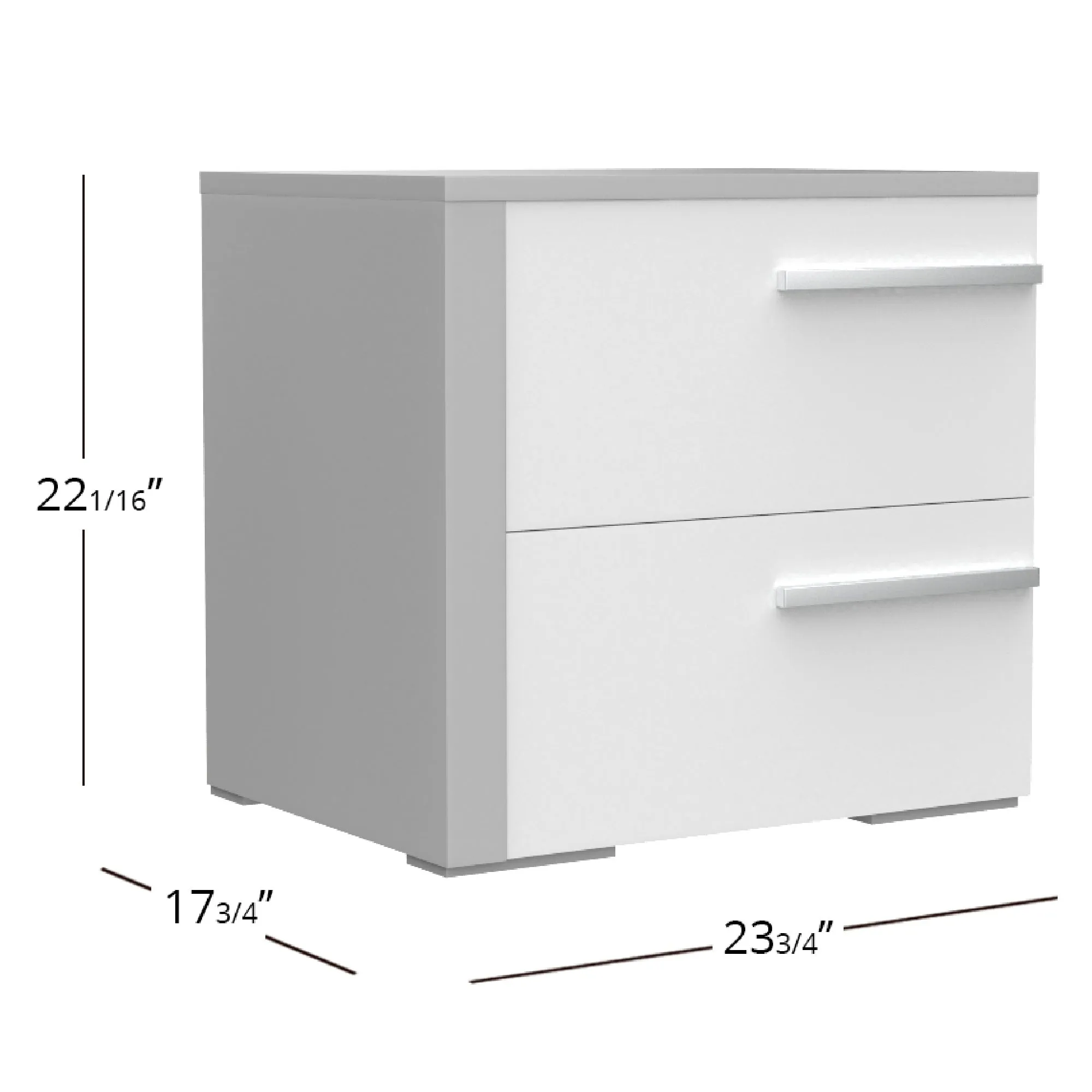 Gabriella left 2 drawer night table storage home decor, light grey & white