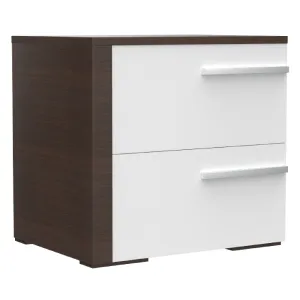 Gabriella right night table for bedroom decoration, white & walnut