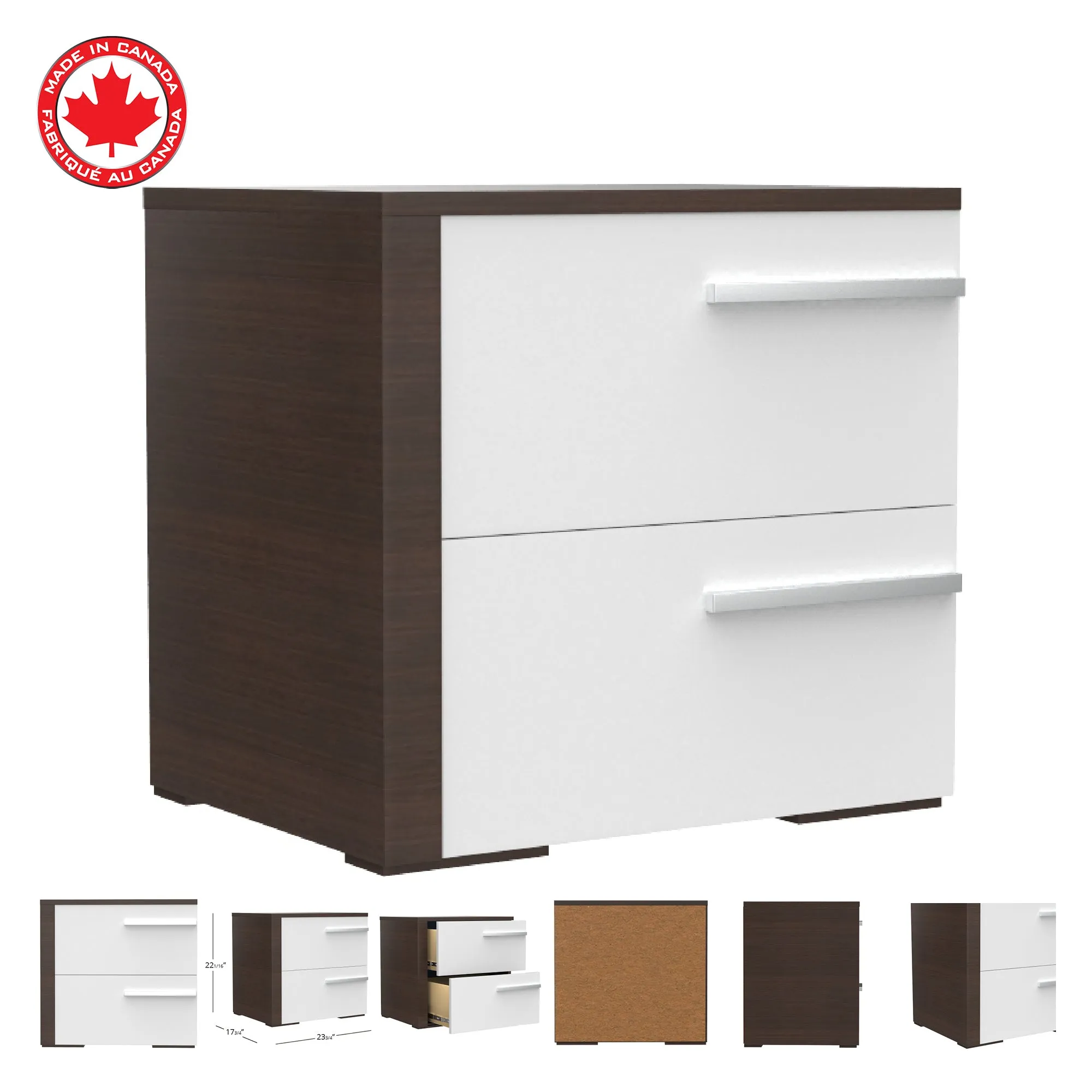 Gabriella right night table for bedroom decoration, white & walnut