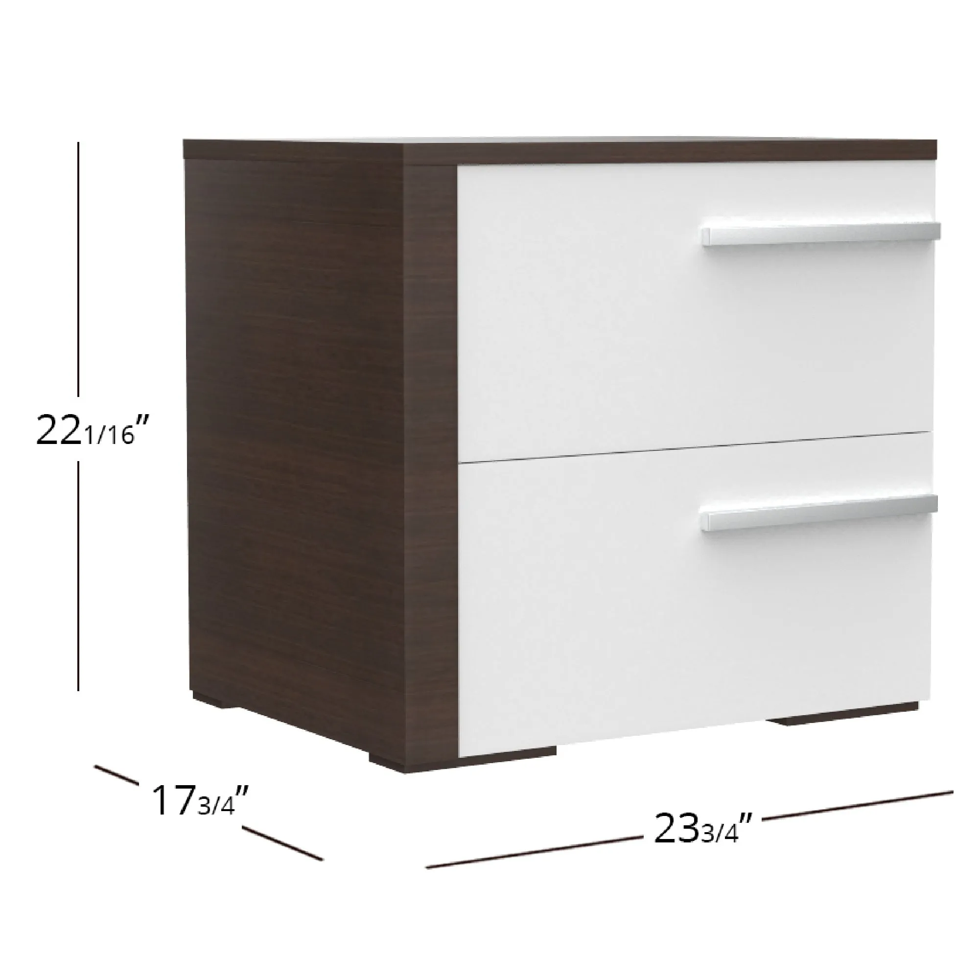 Gabriella right night table for bedroom decoration, white & walnut