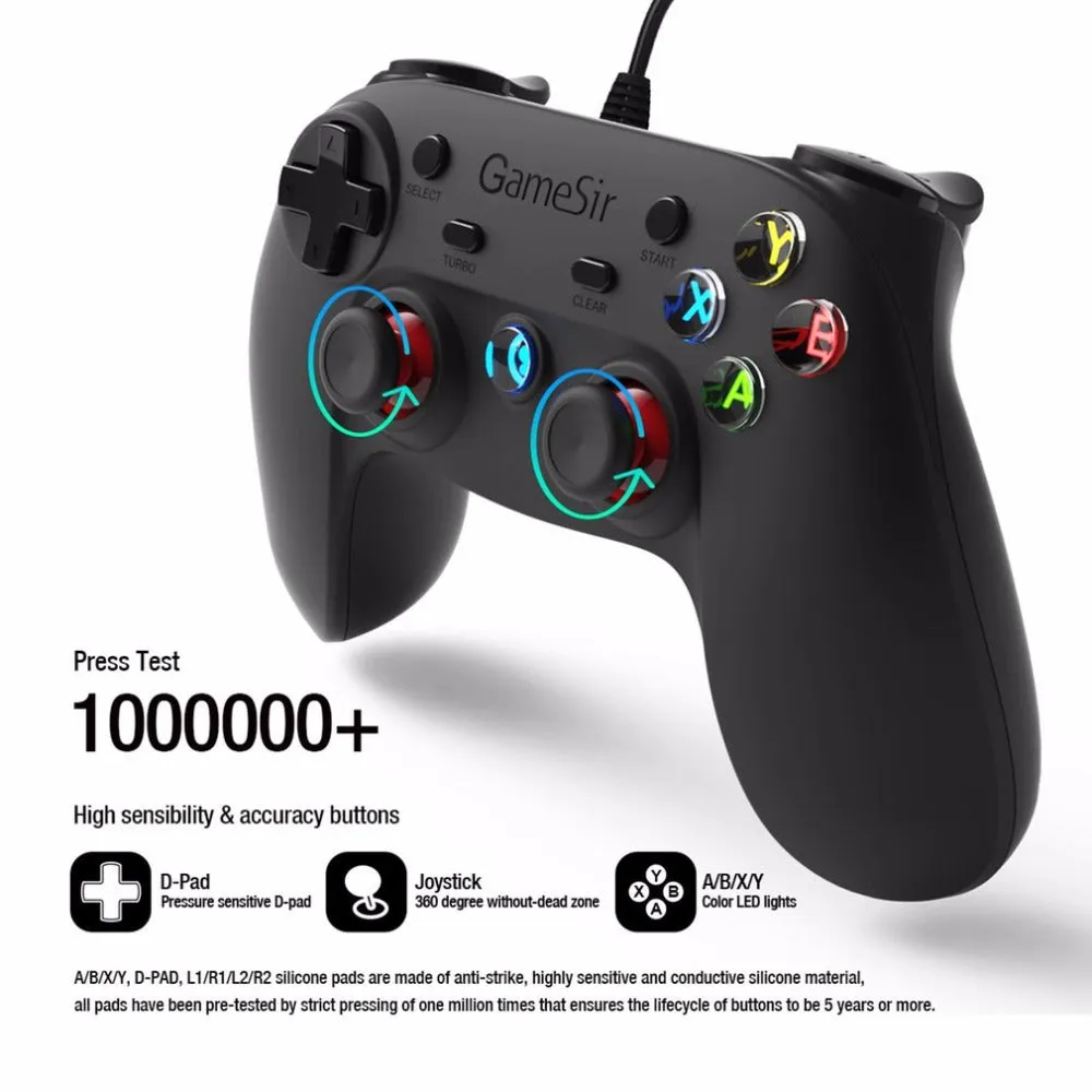Gamesir G3w for Control PS3 Controller PC Wired Gamepad Controller Joypad Joystick for PC Android Tablet black