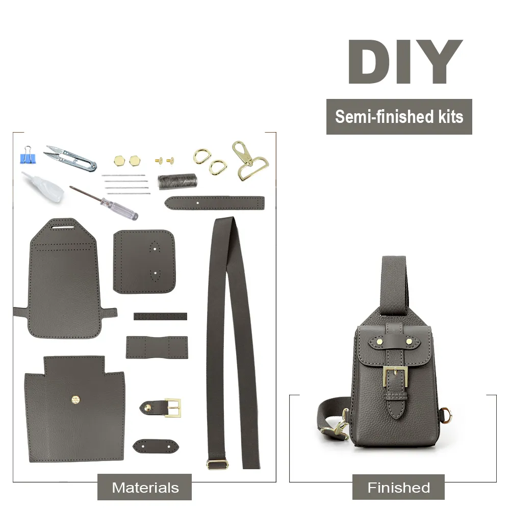 Genuine leather chest bag handmade sewing crossbody bag