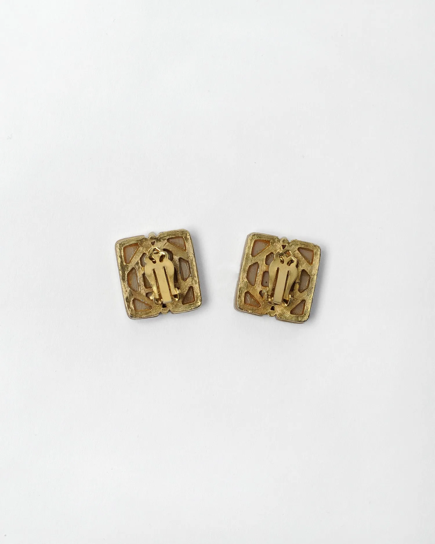 Geometric blush & gold clip-on earrings