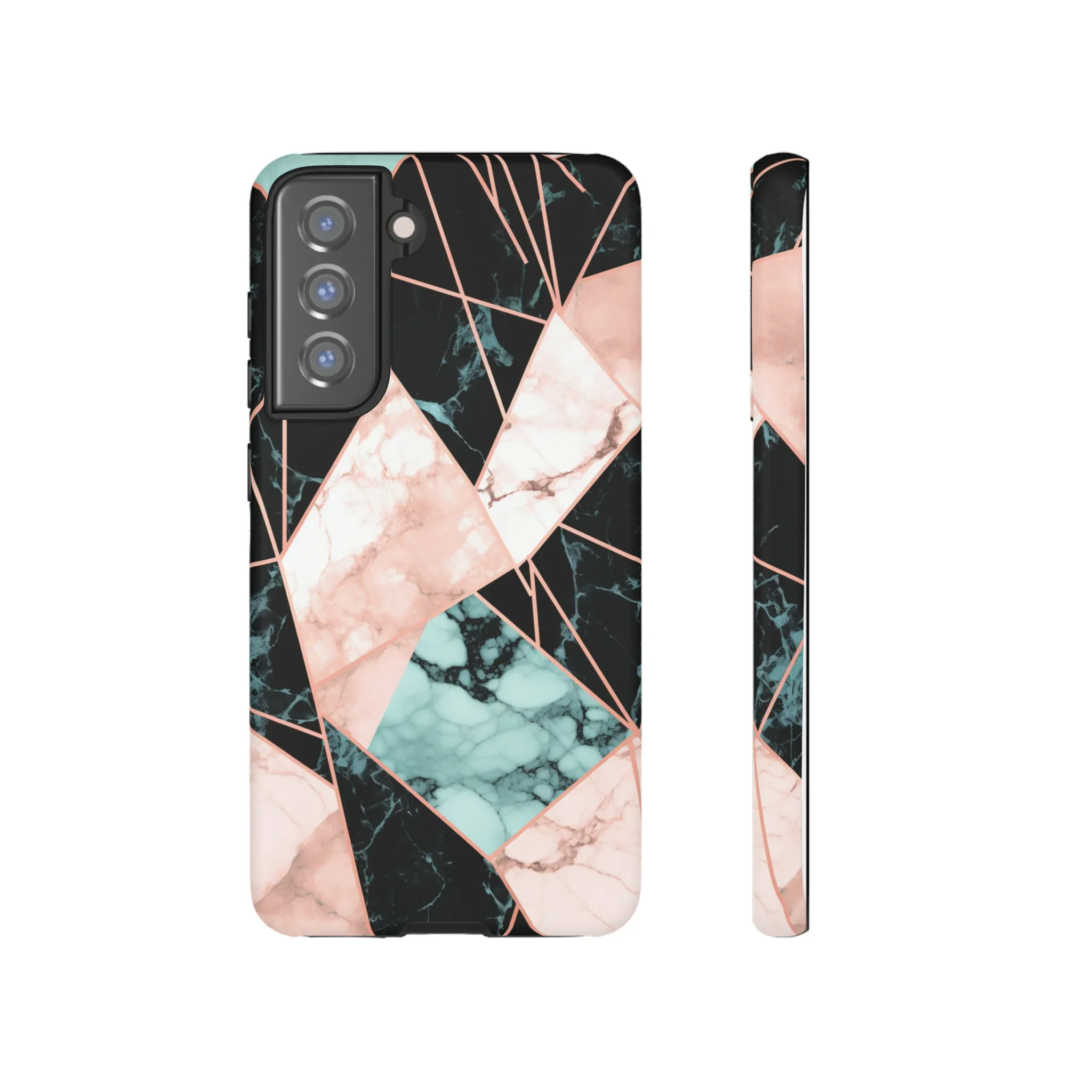 Geometric Elegance Marble and Gold Accents Tough Phone Cases