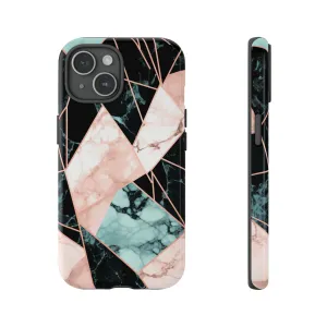 Geometric Elegance Marble and Gold Accents Tough Phone Cases