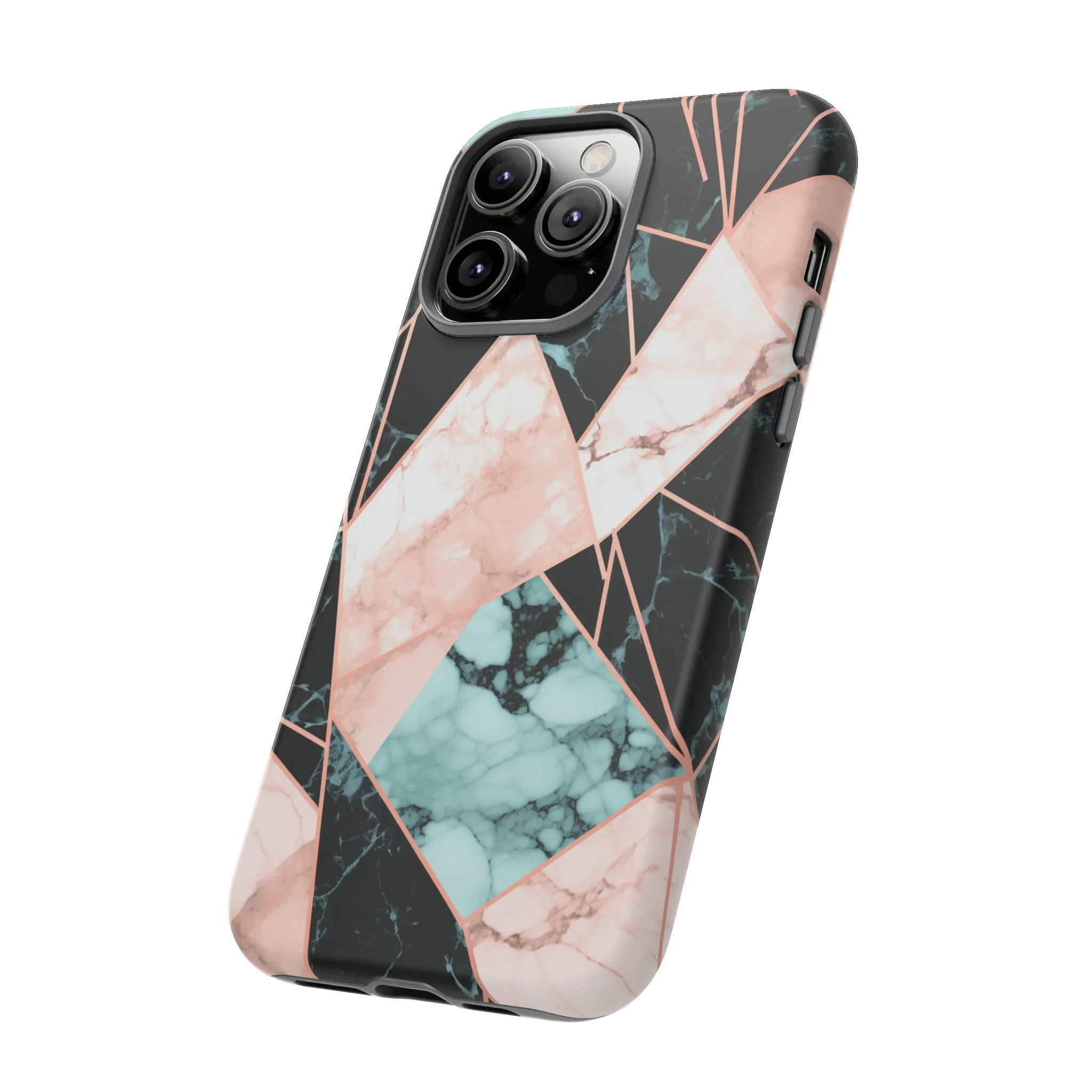 Geometric Elegance Marble and Gold Accents Tough Phone Cases