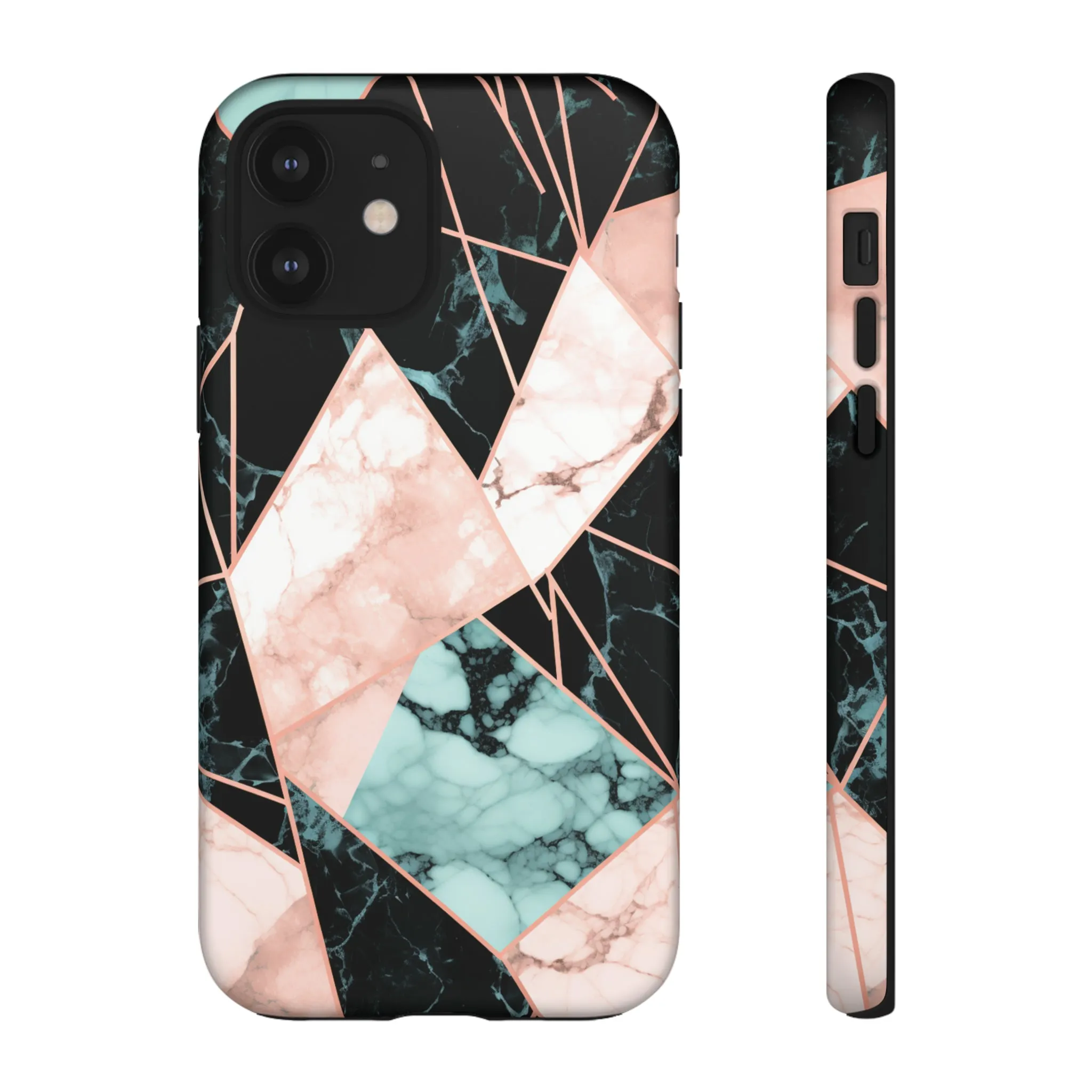Geometric Elegance Marble and Gold Accents Tough Phone Cases