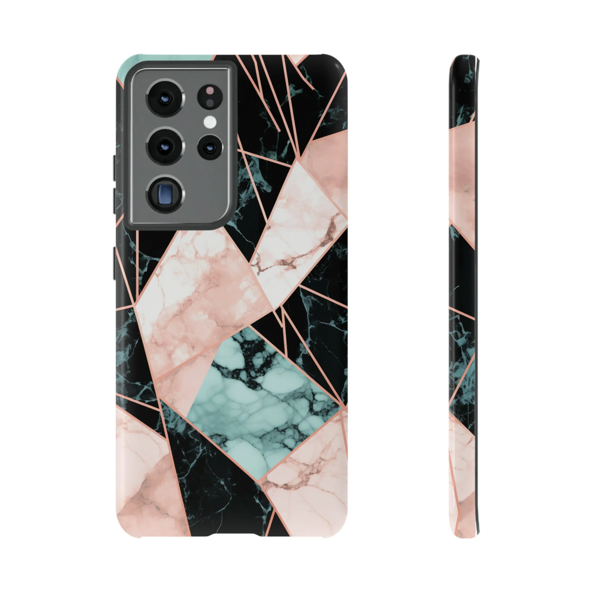 Geometric Elegance Marble and Gold Accents Tough Phone Cases