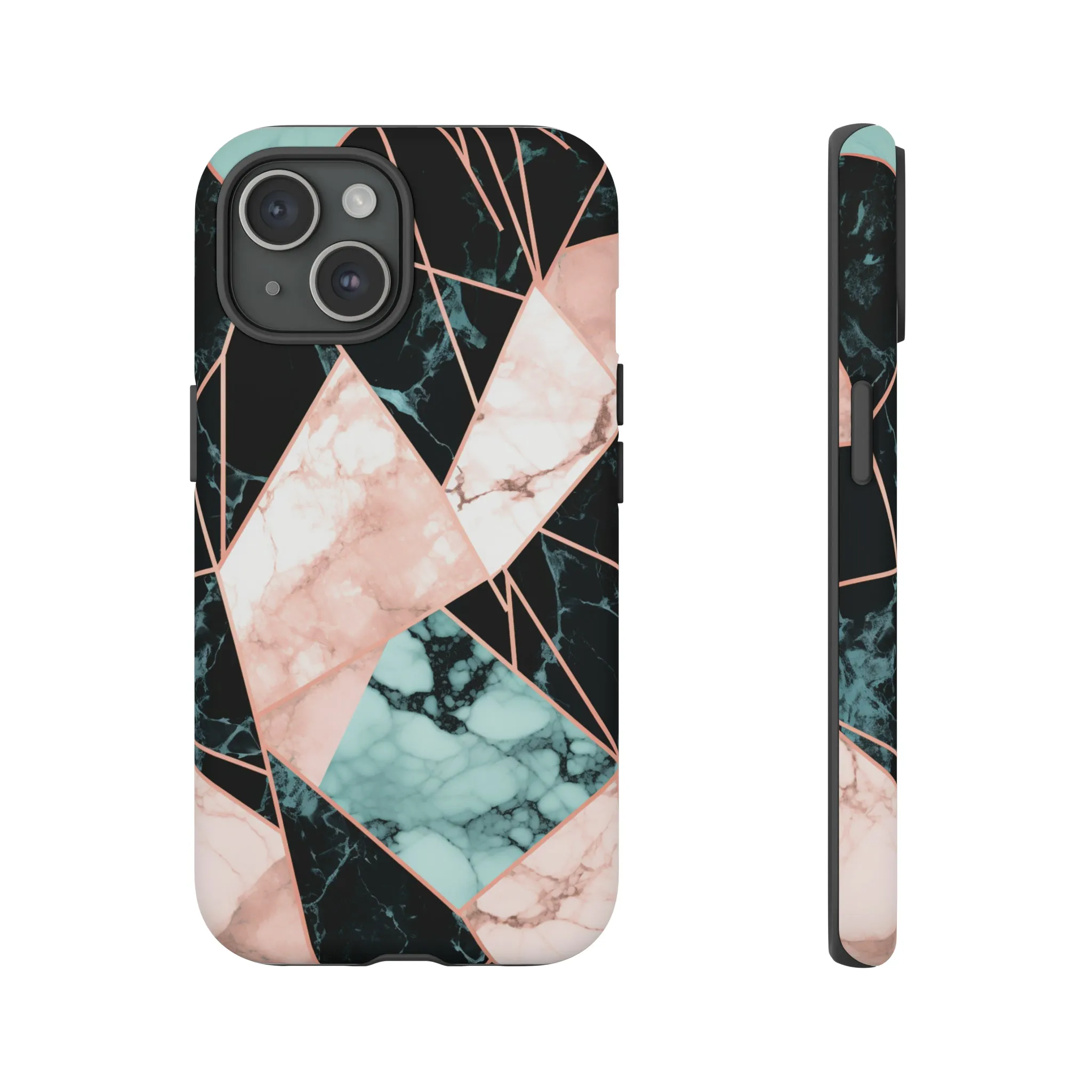Geometric Elegance Marble and Gold Accents Tough Phone Cases