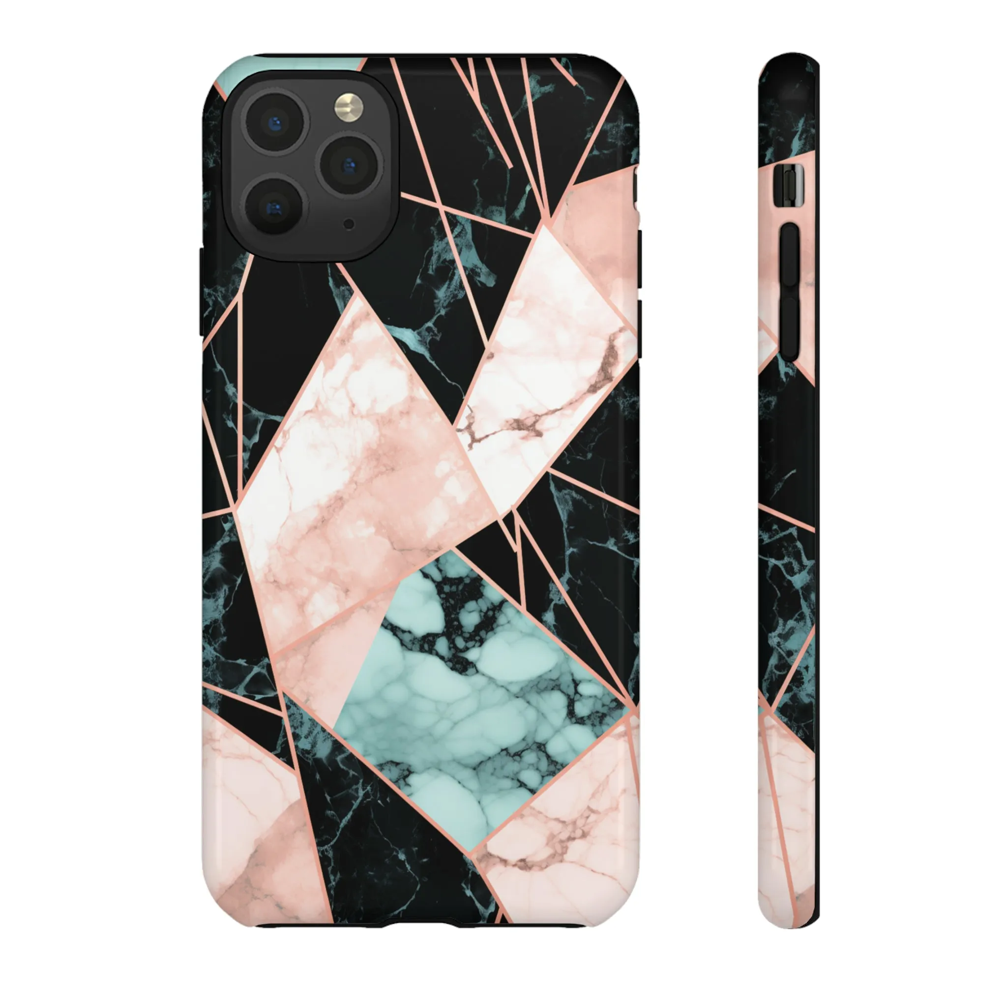 Geometric Elegance Marble and Gold Accents Tough Phone Cases