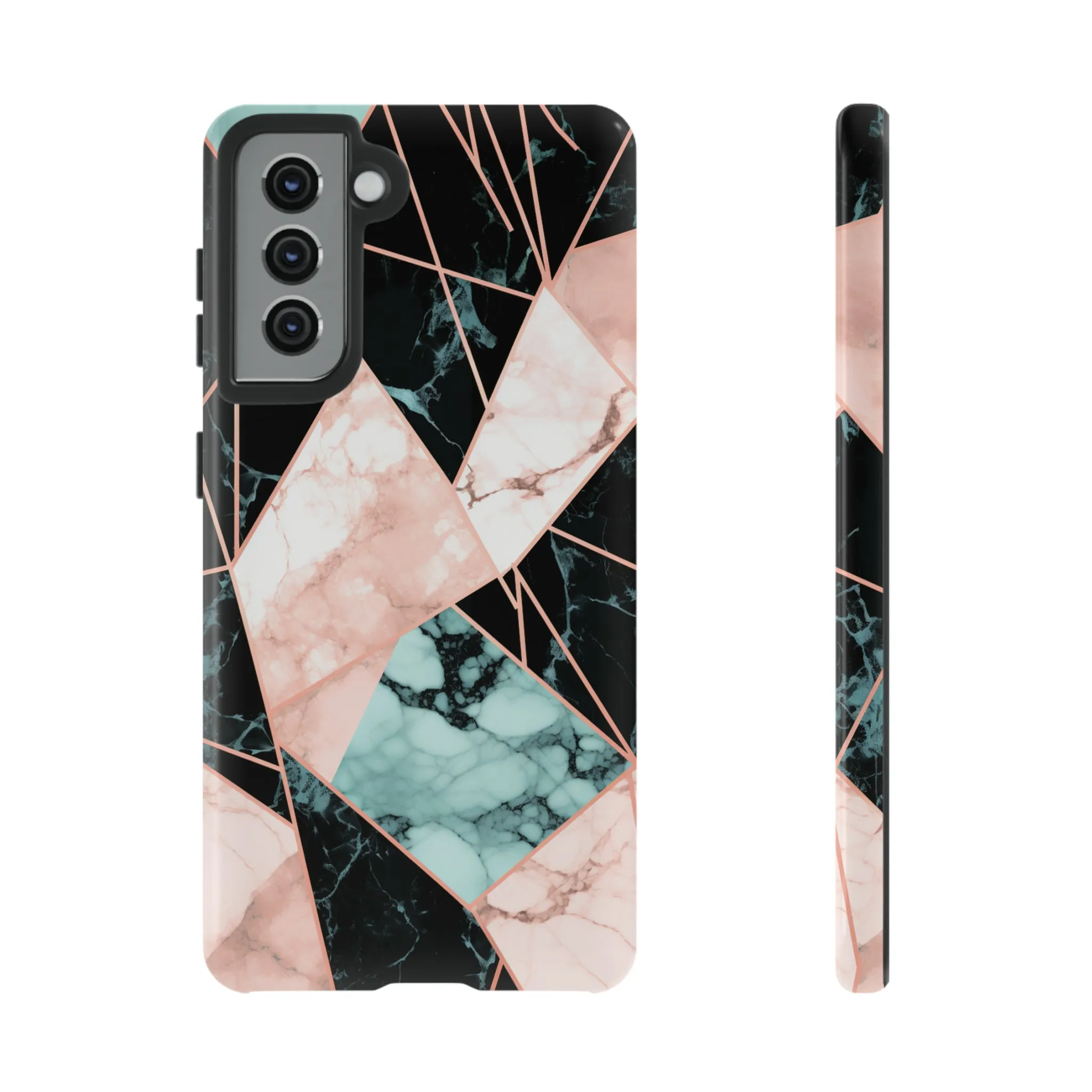 Geometric Elegance Marble and Gold Accents Tough Phone Cases