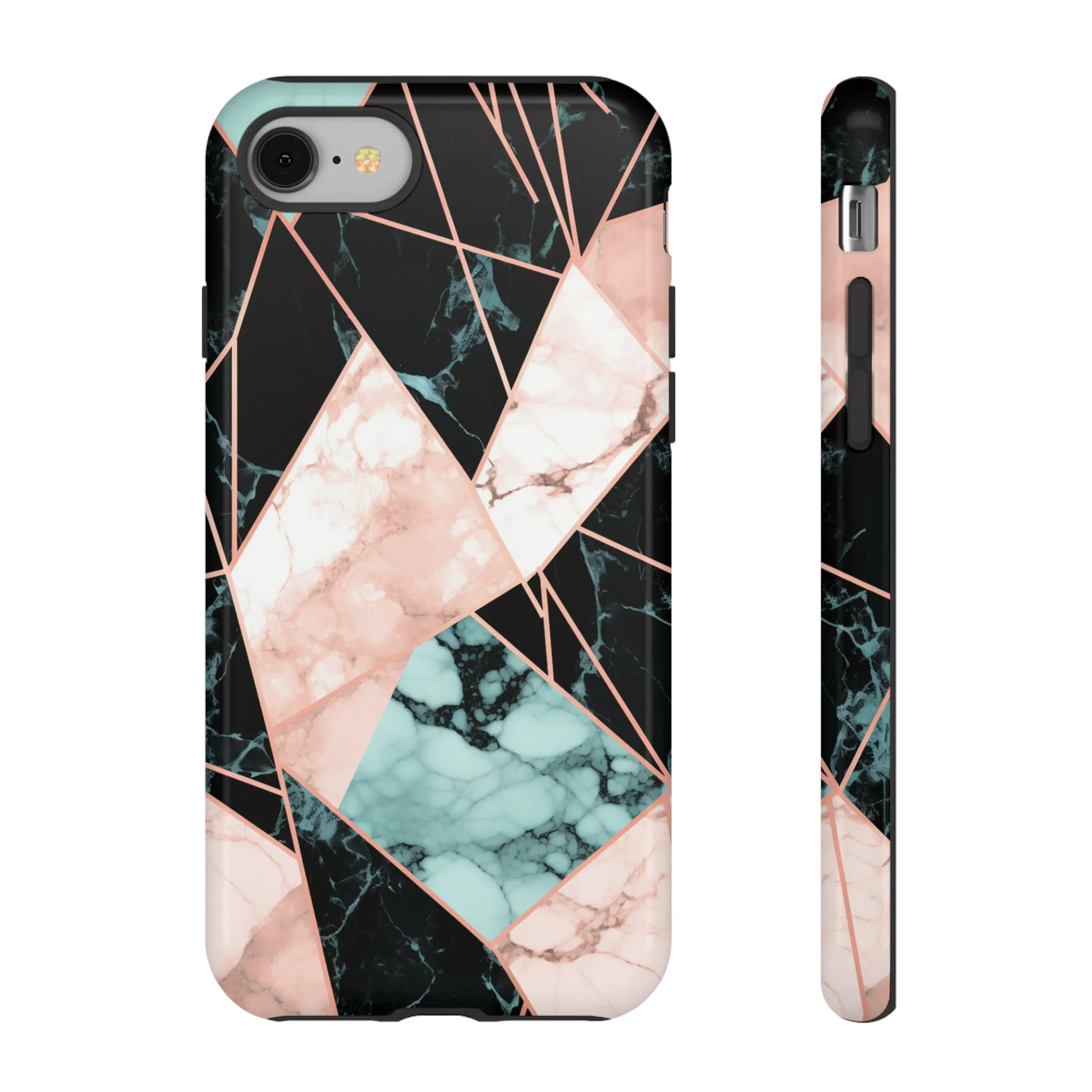 Geometric Elegance Marble and Gold Accents Tough Phone Cases