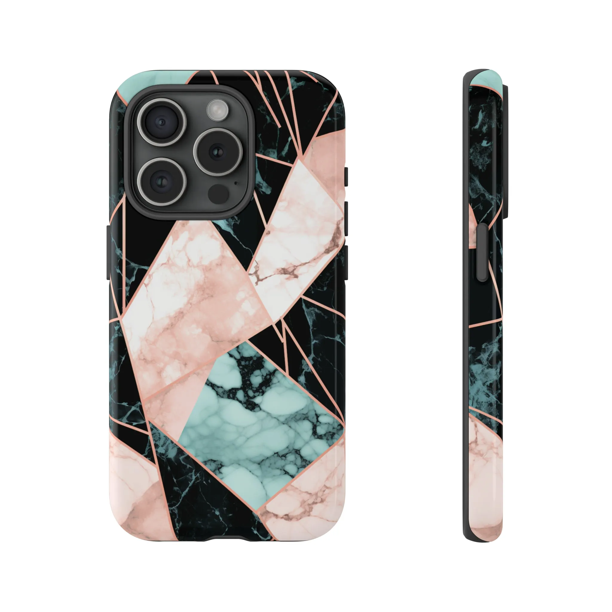 Geometric Elegance Marble and Gold Accents Tough Phone Cases