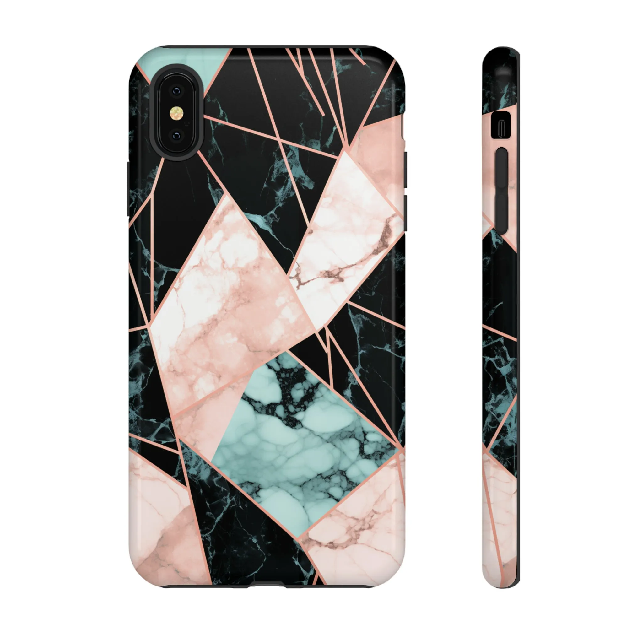 Geometric Elegance Marble and Gold Accents Tough Phone Cases