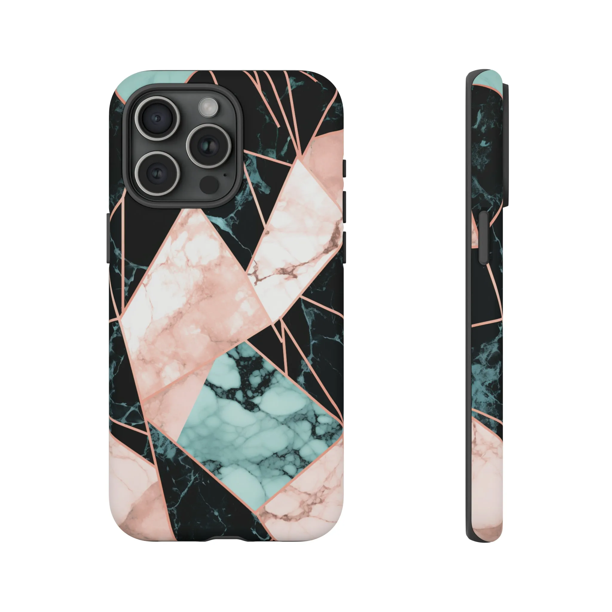 Geometric Elegance Marble and Gold Accents Tough Phone Cases