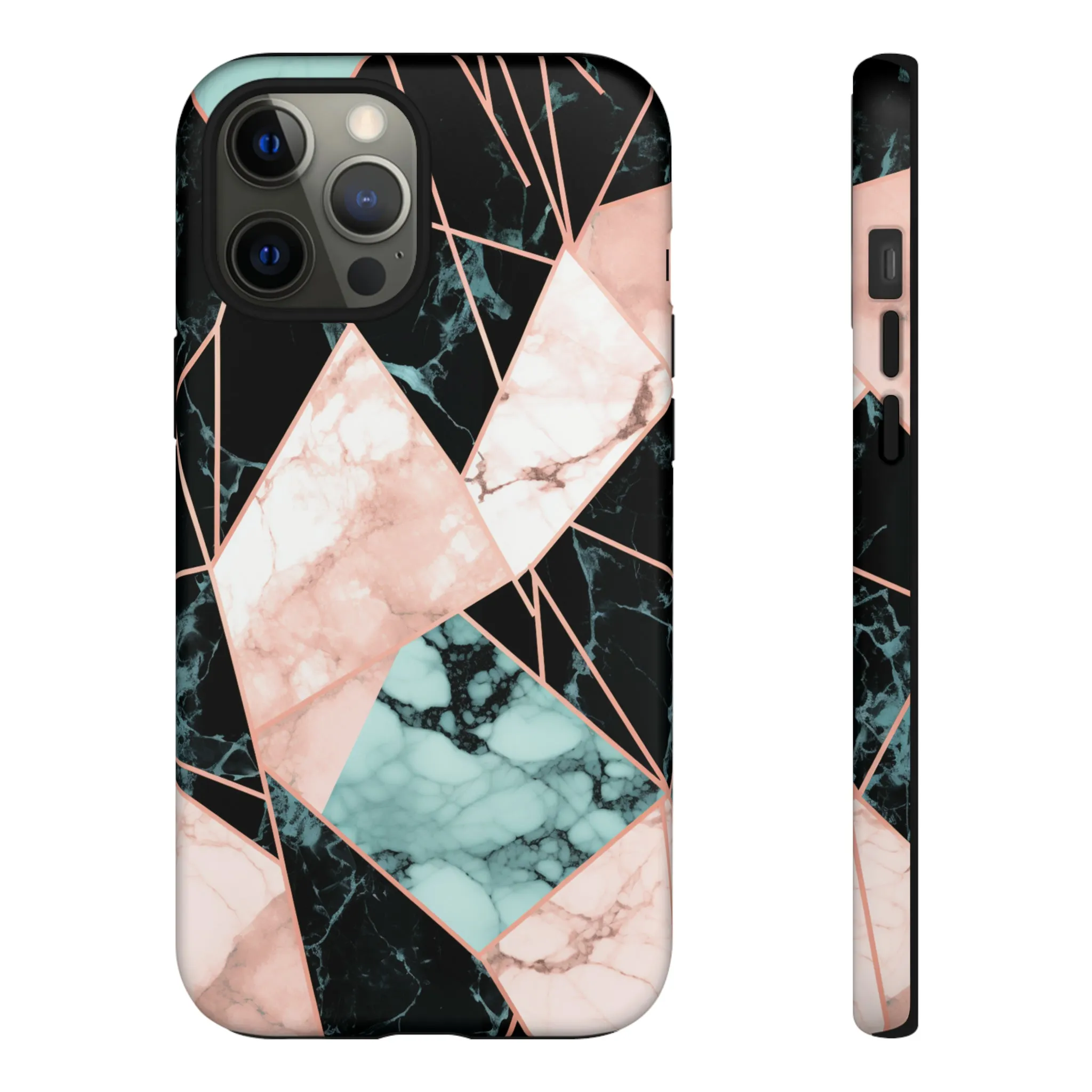 Geometric Elegance Marble and Gold Accents Tough Phone Cases