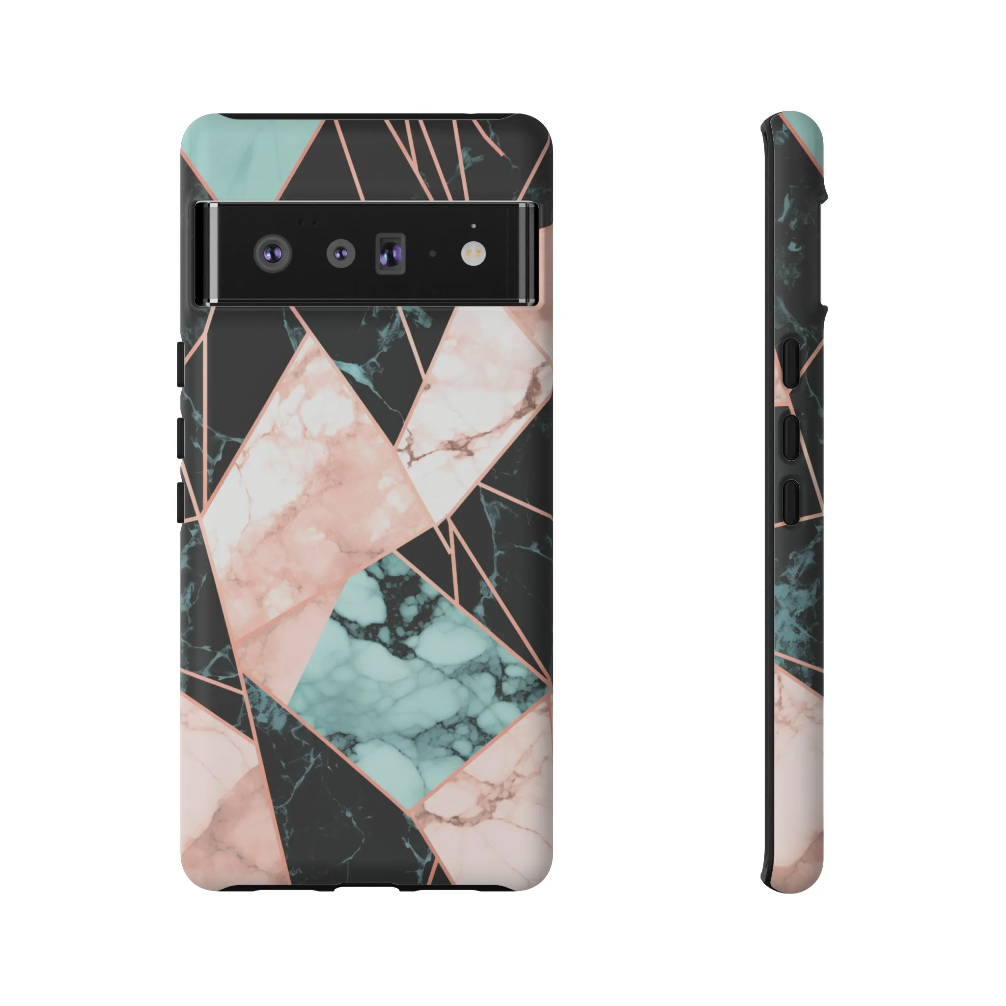 Geometric Elegance Marble and Gold Accents Tough Phone Cases