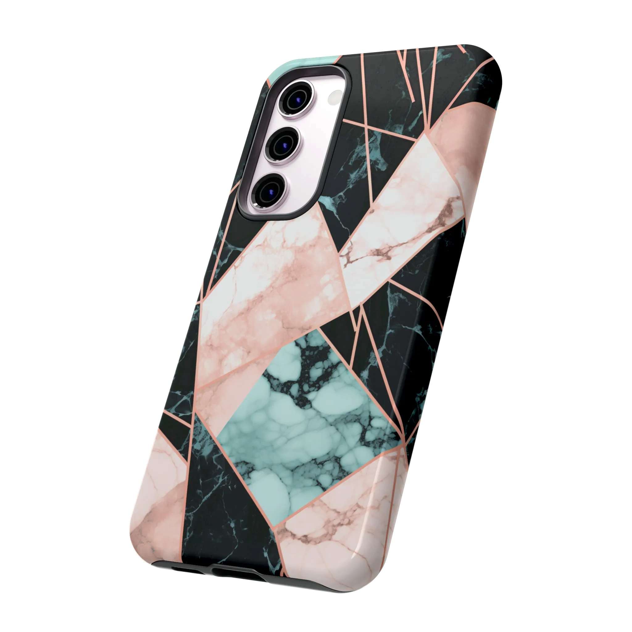 Geometric Elegance Marble and Gold Accents Tough Phone Cases