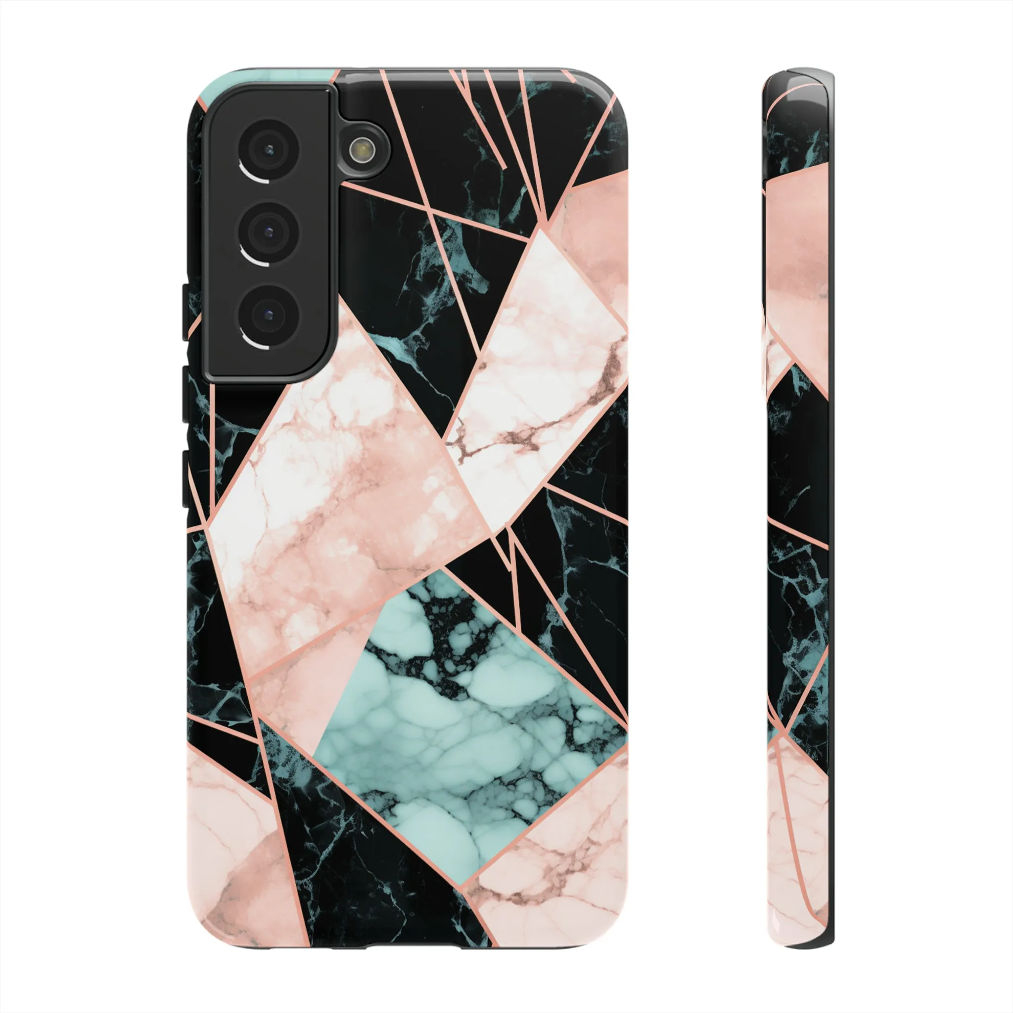 Geometric Elegance Marble and Gold Accents Tough Phone Cases