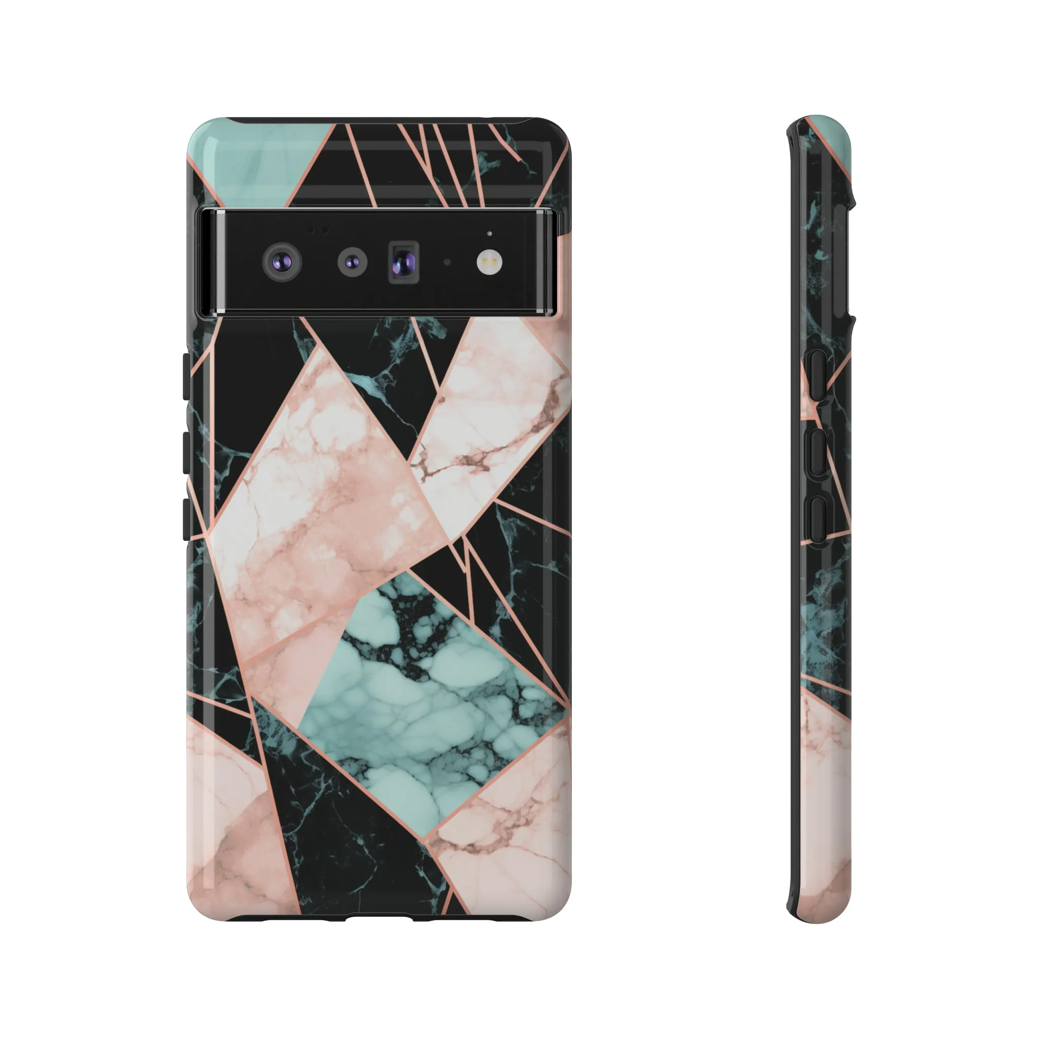 Geometric Elegance Marble and Gold Accents Tough Phone Cases