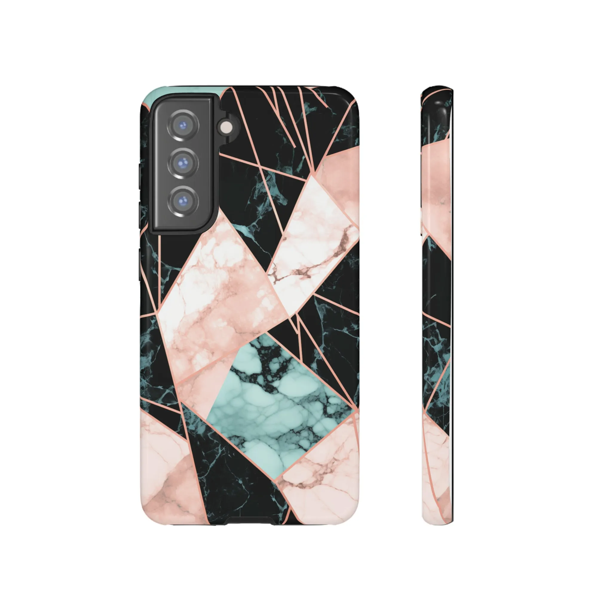 Geometric Elegance Marble and Gold Accents Tough Phone Cases