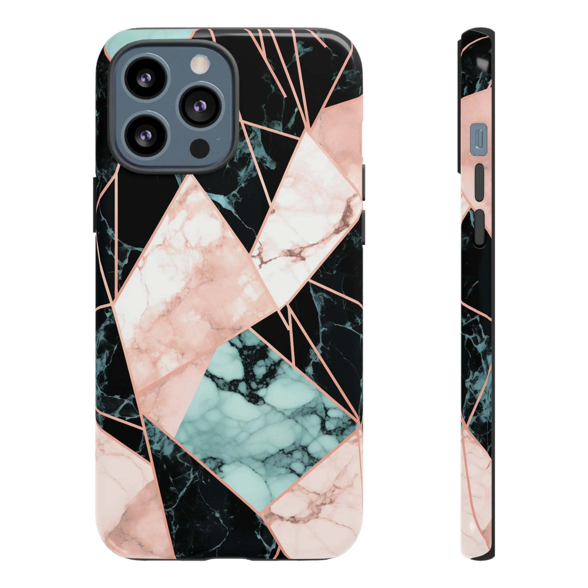 Geometric Elegance Marble and Gold Accents Tough Phone Cases