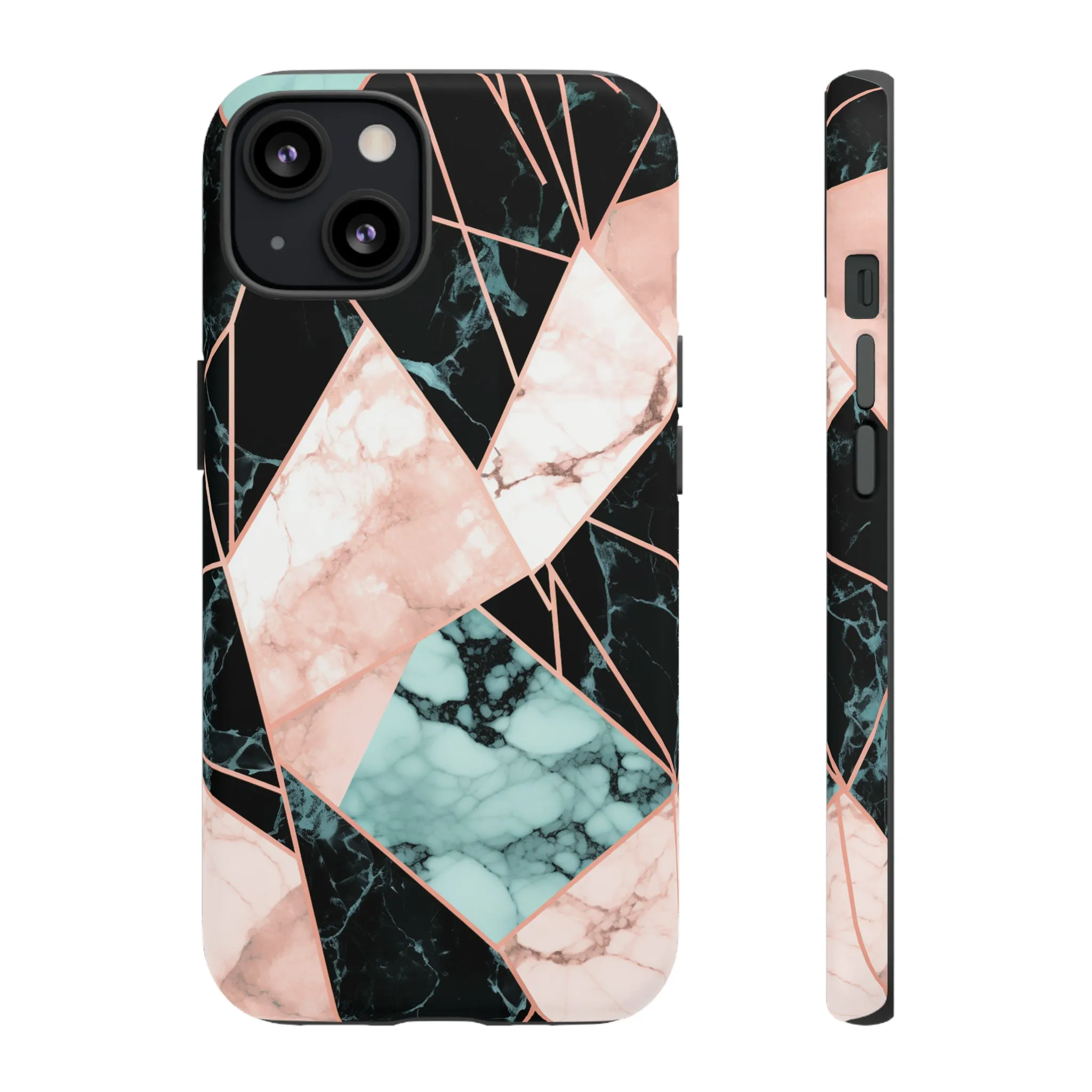 Geometric Elegance Marble and Gold Accents Tough Phone Cases