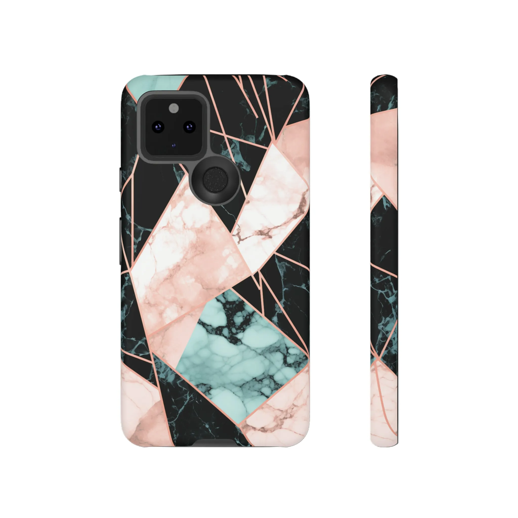 Geometric Elegance Marble and Gold Accents Tough Phone Cases