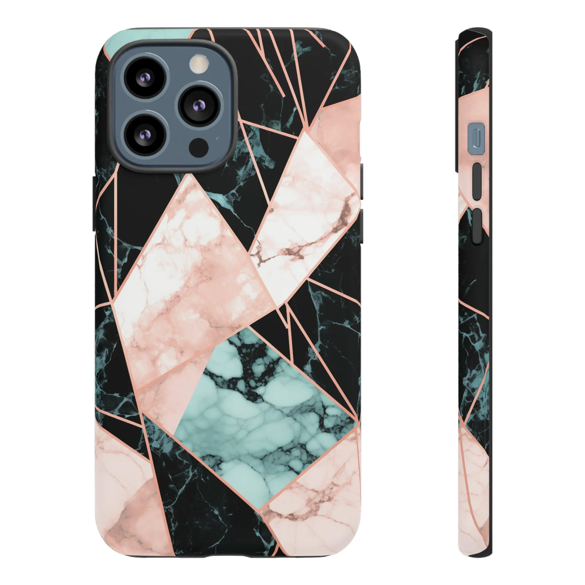 Geometric Elegance Marble and Gold Accents Tough Phone Cases