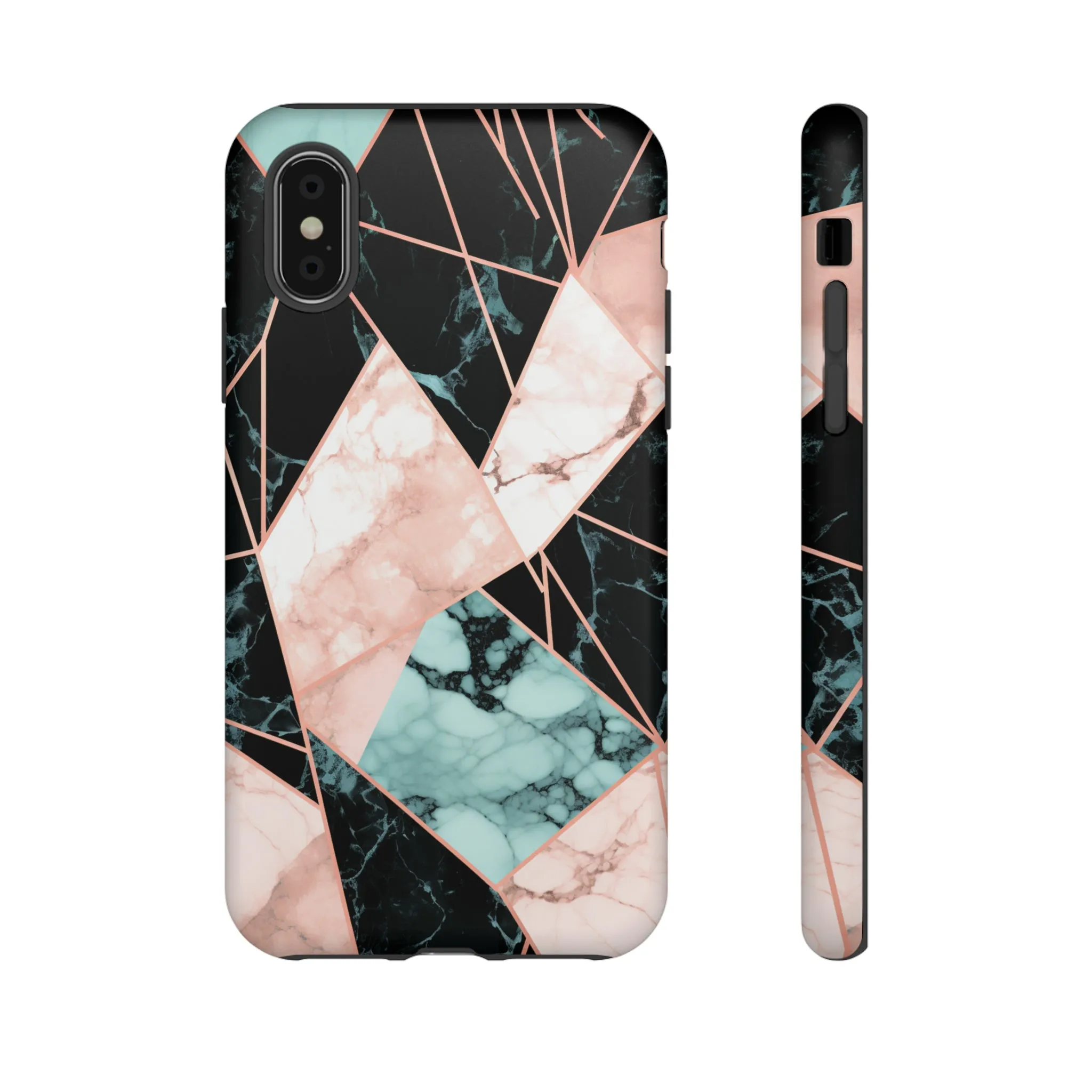 Geometric Elegance Marble and Gold Accents Tough Phone Cases