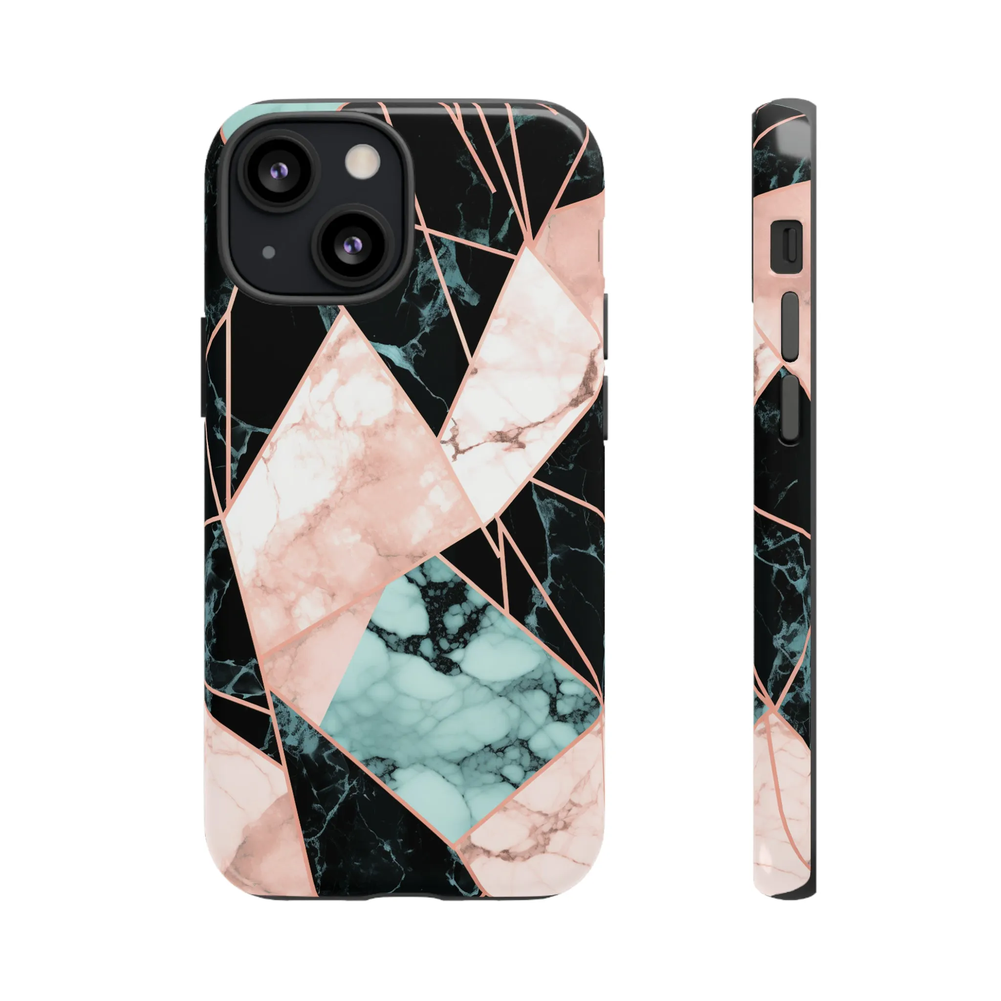 Geometric Elegance Marble and Gold Accents Tough Phone Cases