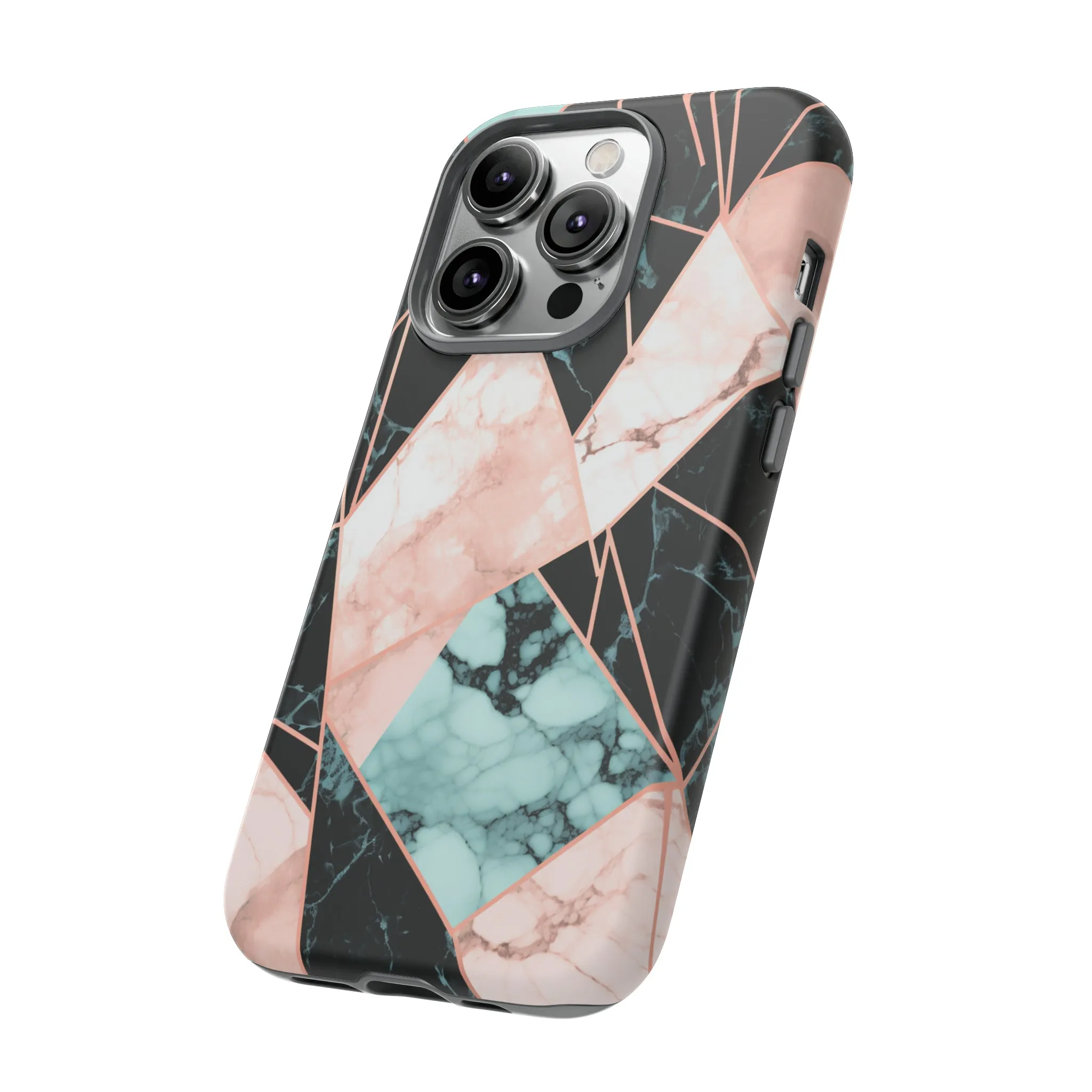 Geometric Elegance Marble and Gold Accents Tough Phone Cases