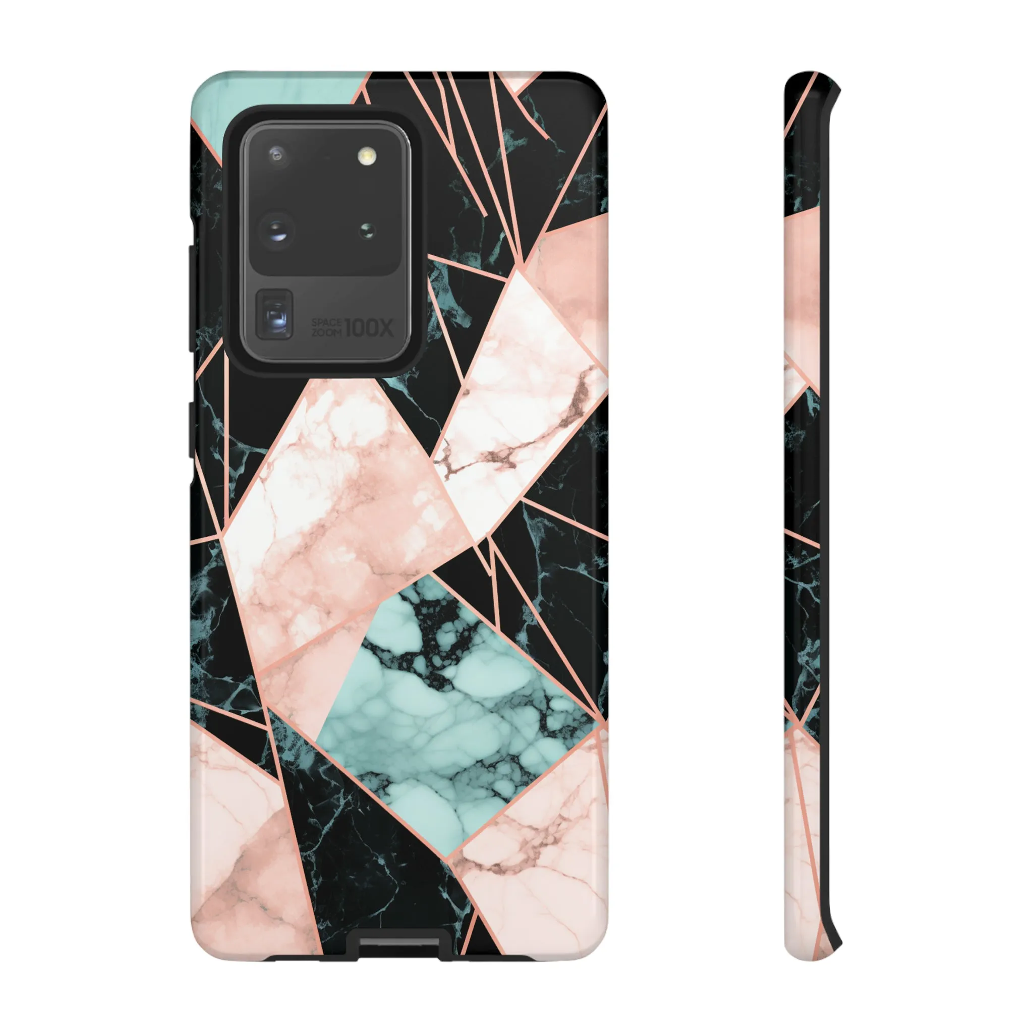Geometric Elegance Marble and Gold Accents Tough Phone Cases