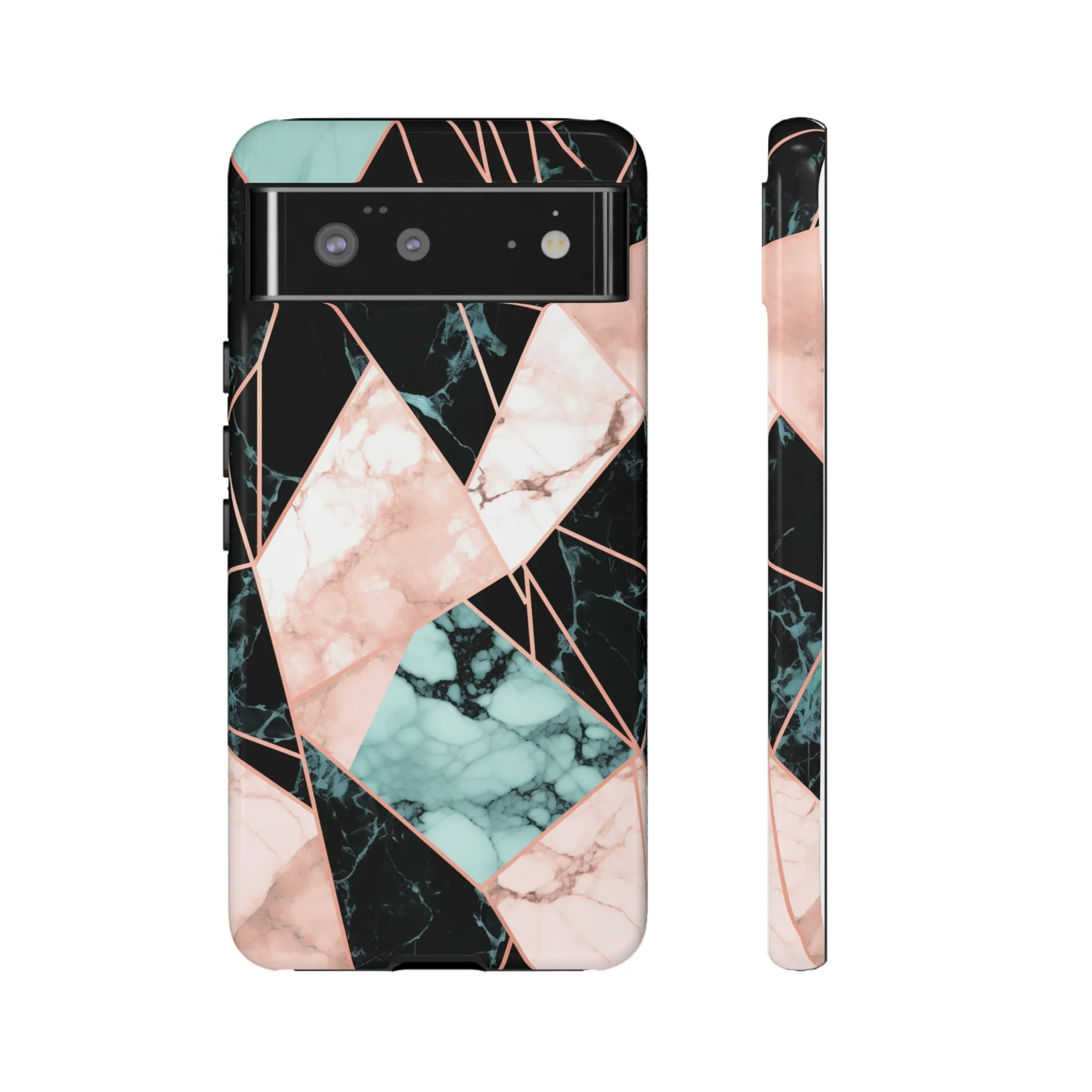 Geometric Elegance Marble and Gold Accents Tough Phone Cases