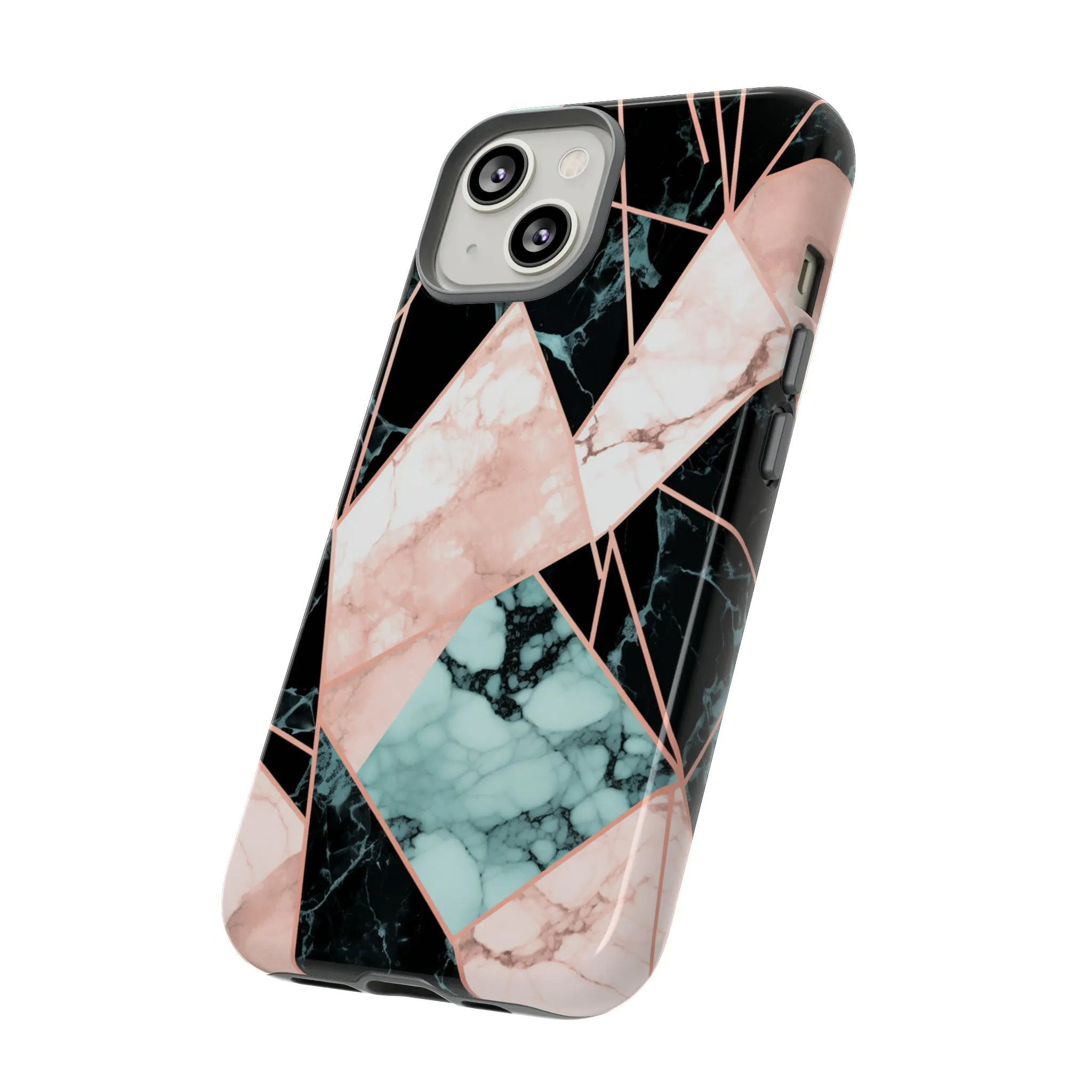 Geometric Elegance Marble and Gold Accents Tough Phone Cases