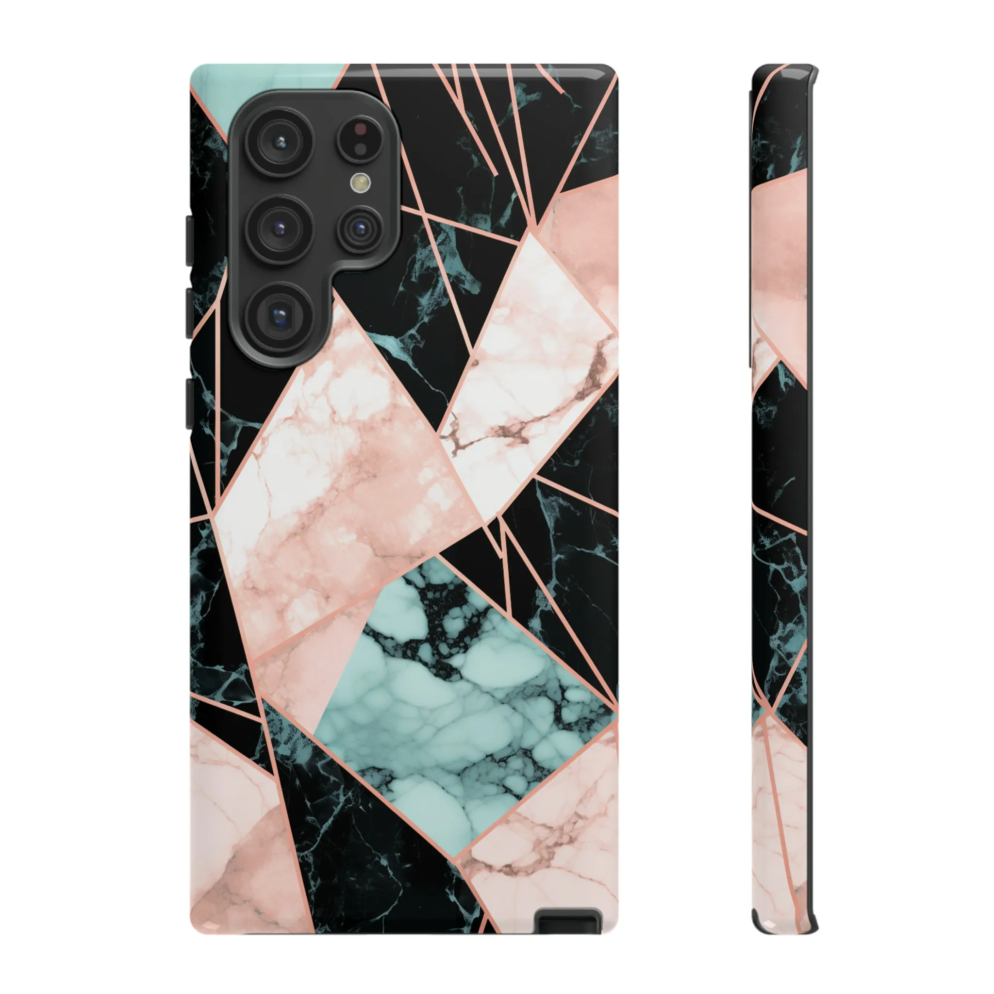 Geometric Elegance Marble and Gold Accents Tough Phone Cases