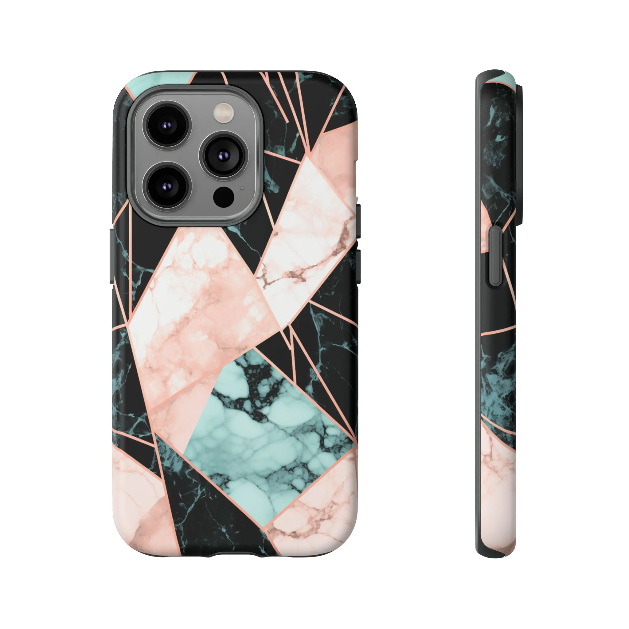 Geometric Elegance Marble and Gold Accents Tough Phone Cases