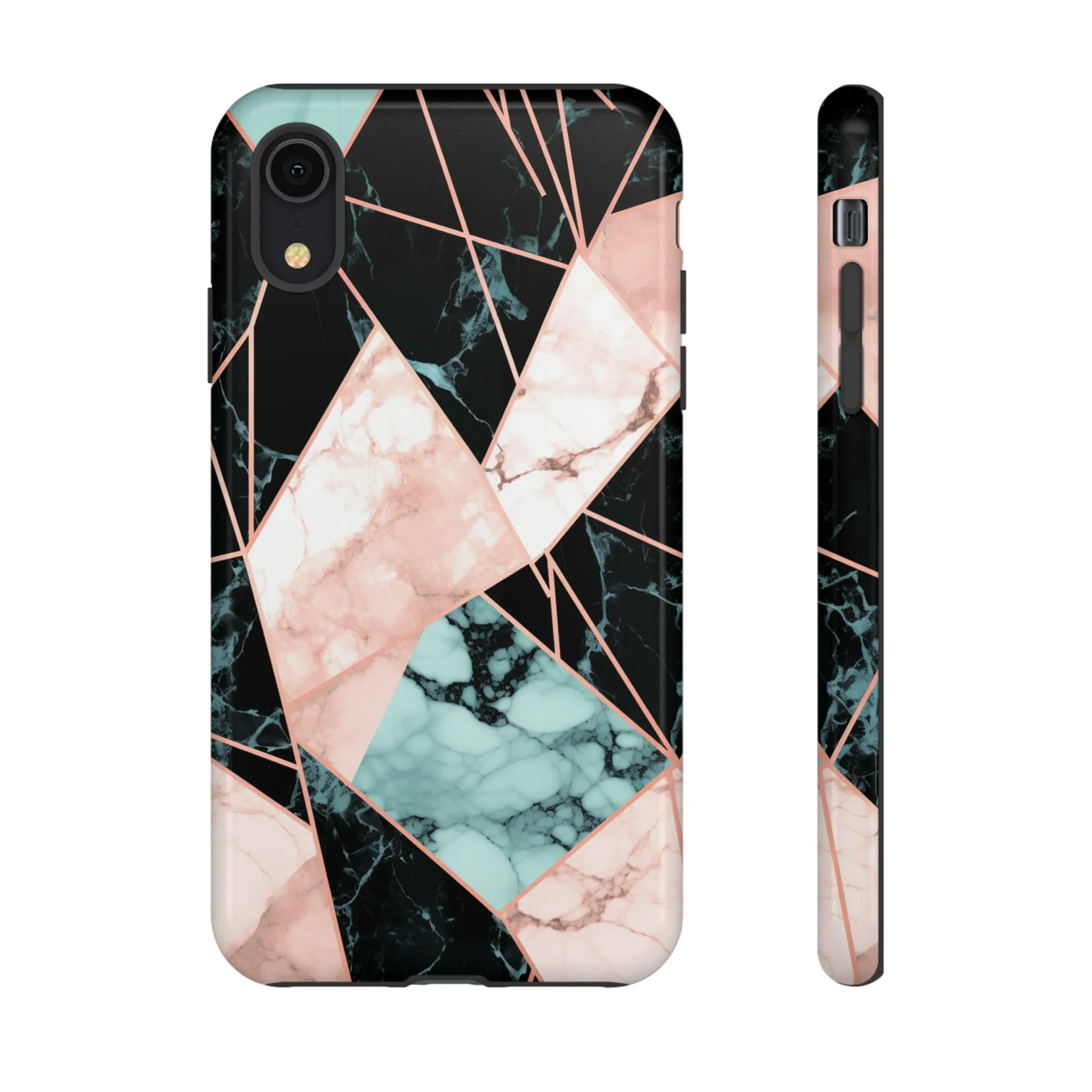 Geometric Elegance Marble and Gold Accents Tough Phone Cases
