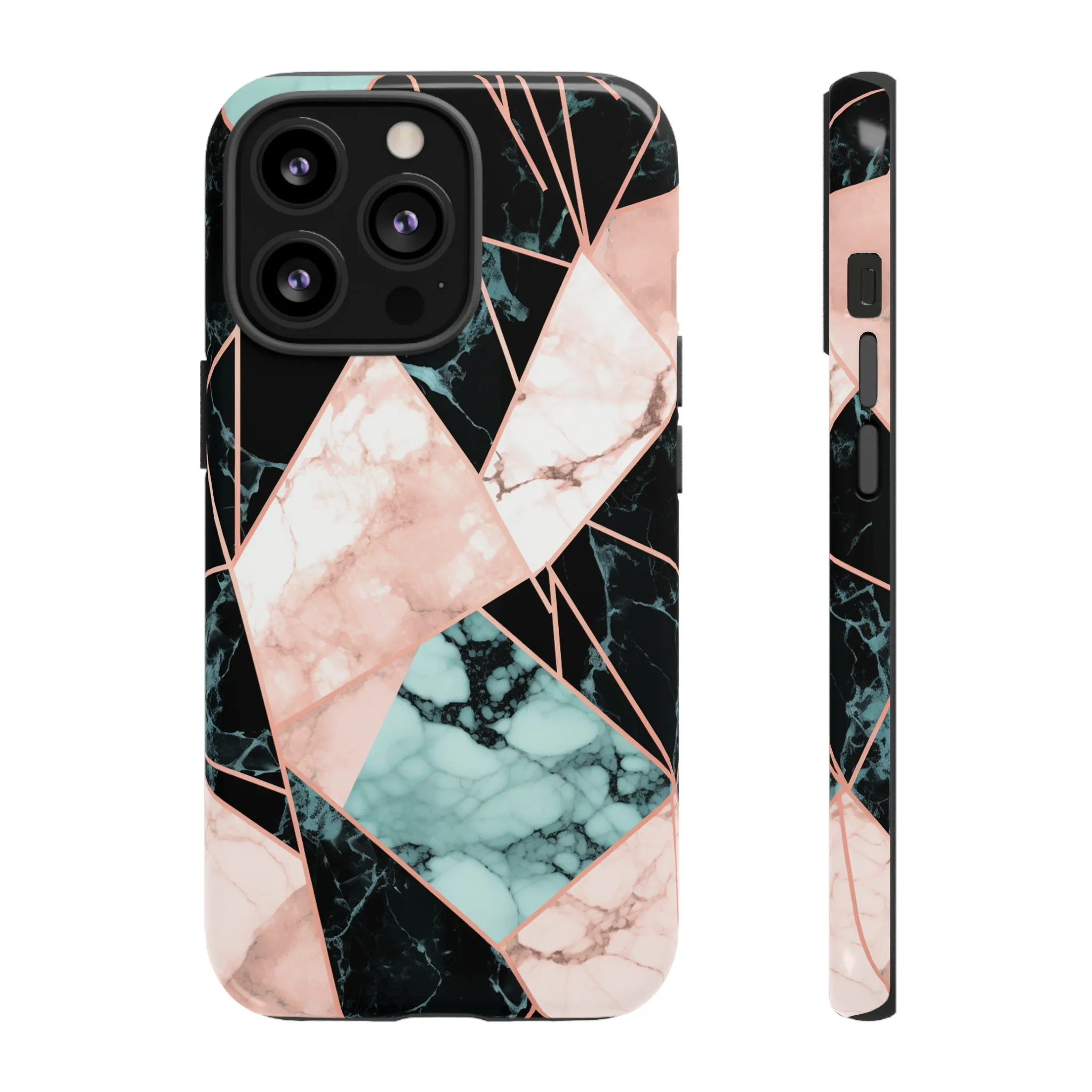 Geometric Elegance Marble and Gold Accents Tough Phone Cases