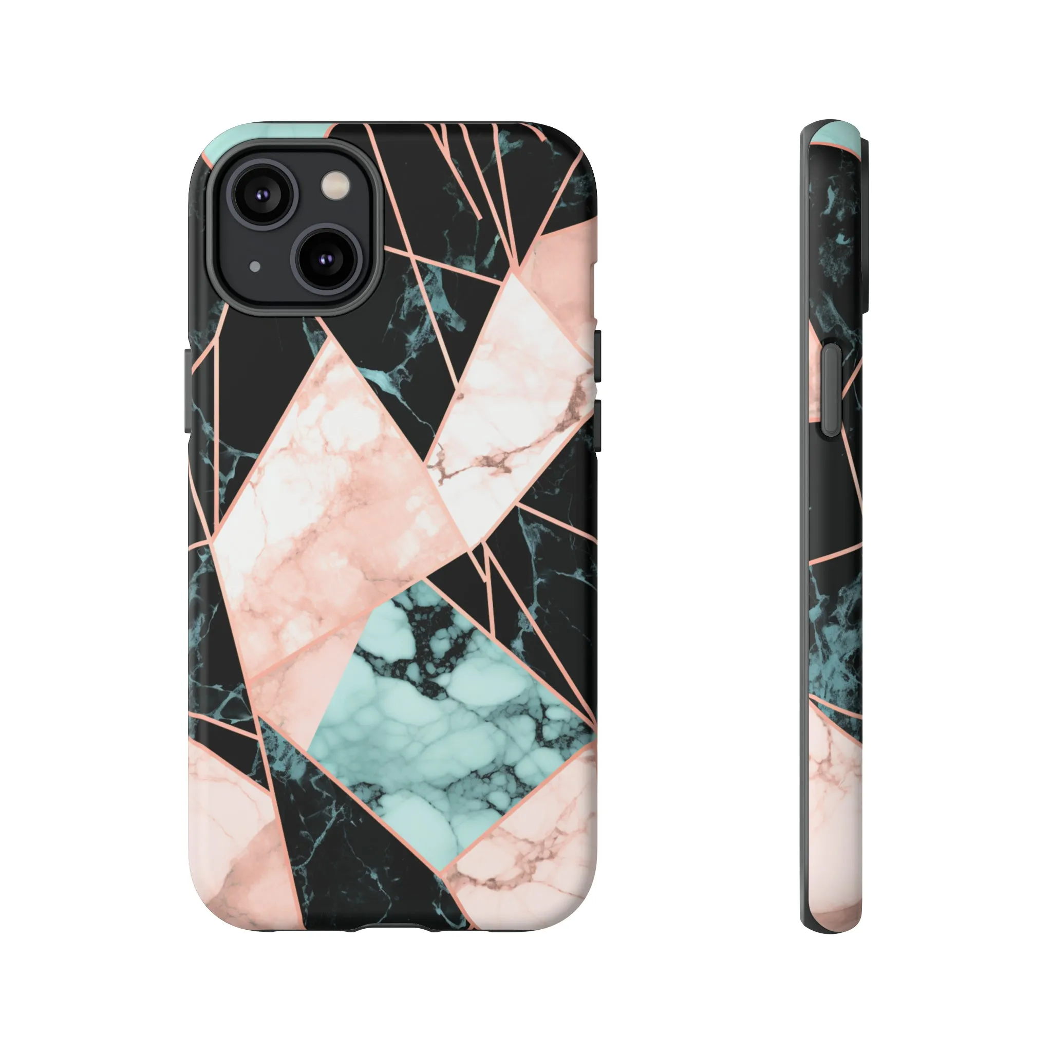 Geometric Elegance Marble and Gold Accents Tough Phone Cases