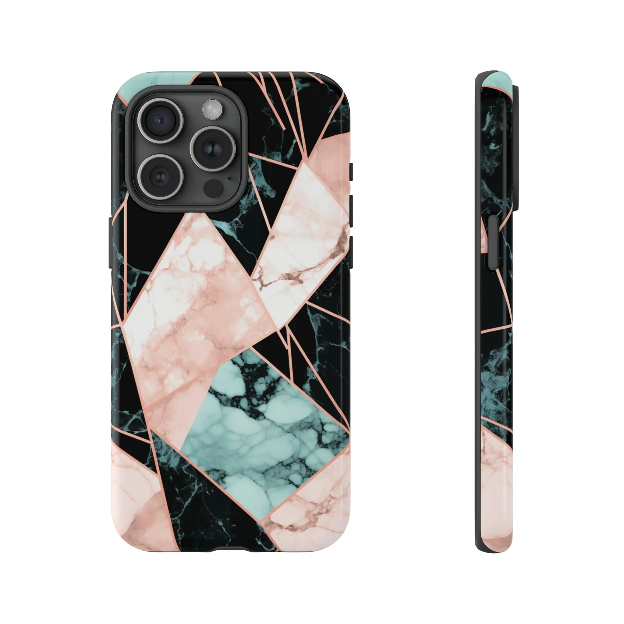 Geometric Elegance Marble and Gold Accents Tough Phone Cases